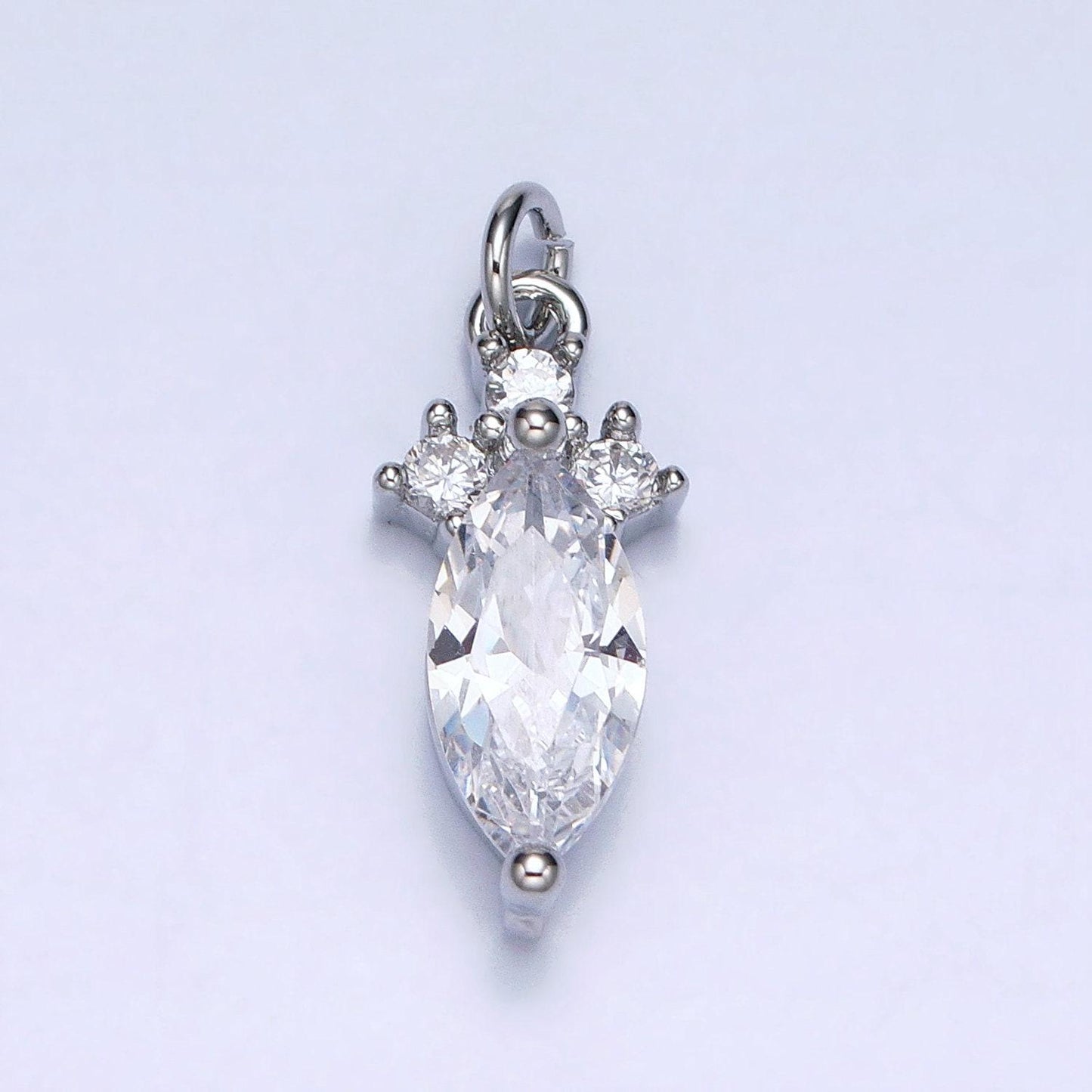 Gold clear marquise cubic zirconia 18x7mm charm for add on charm earring bracelet necklace component | ac611