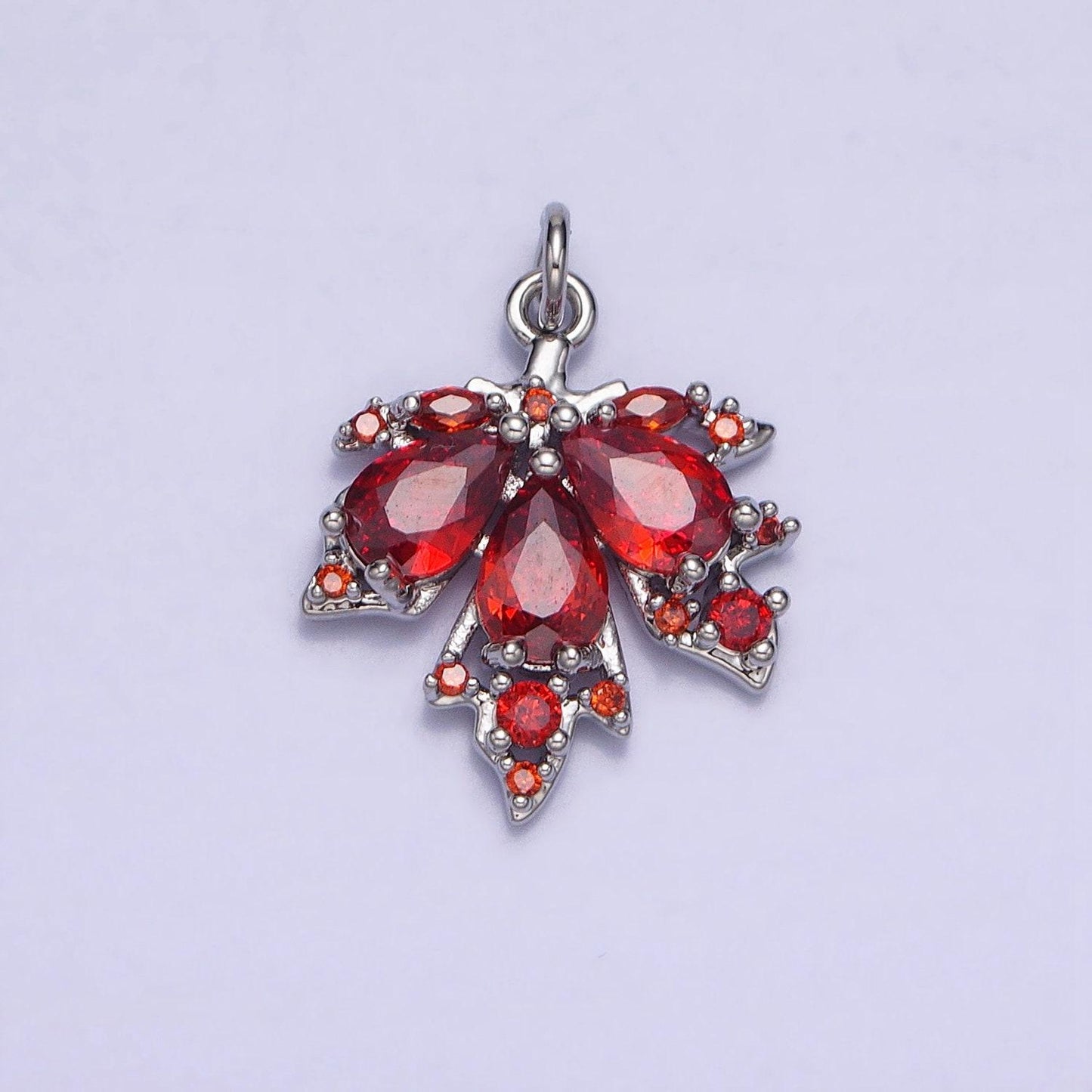 Red green cubic silver gold maple leaf pendant, minimalistic 16k gold filled autumn fall winter leaf maple leaves charm | ac600