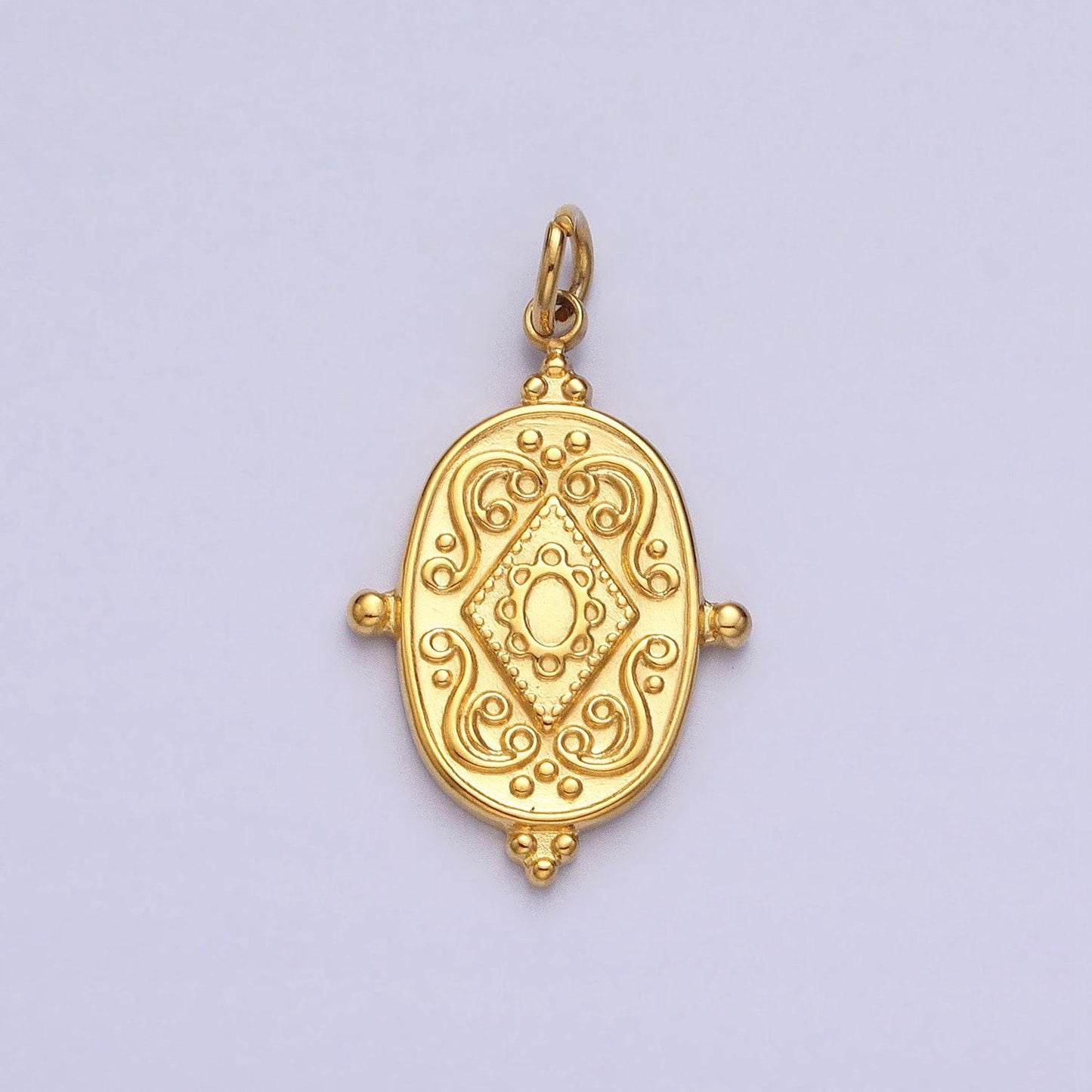 24k gold filled artisan rhombus geometric beaded oval add-on charm | ac597 ac598