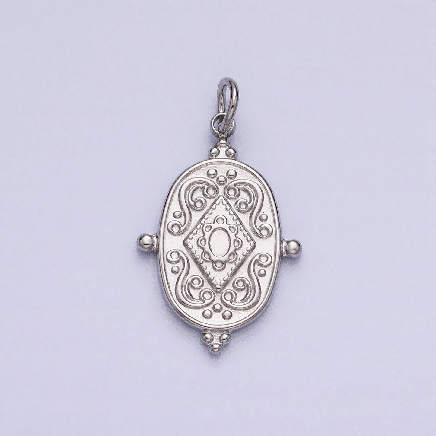 24k gold filled artisan rhombus geometric beaded oval add-on charm | ac597 ac598