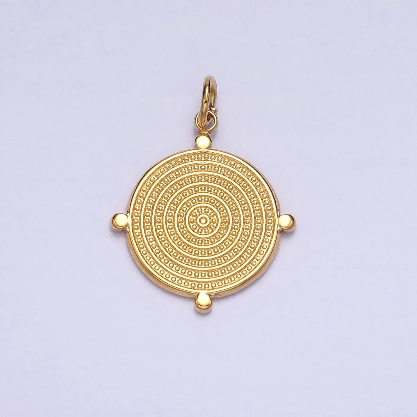 24k gold filled textured round dotted outline charm in gold & silver | ac593 ac594