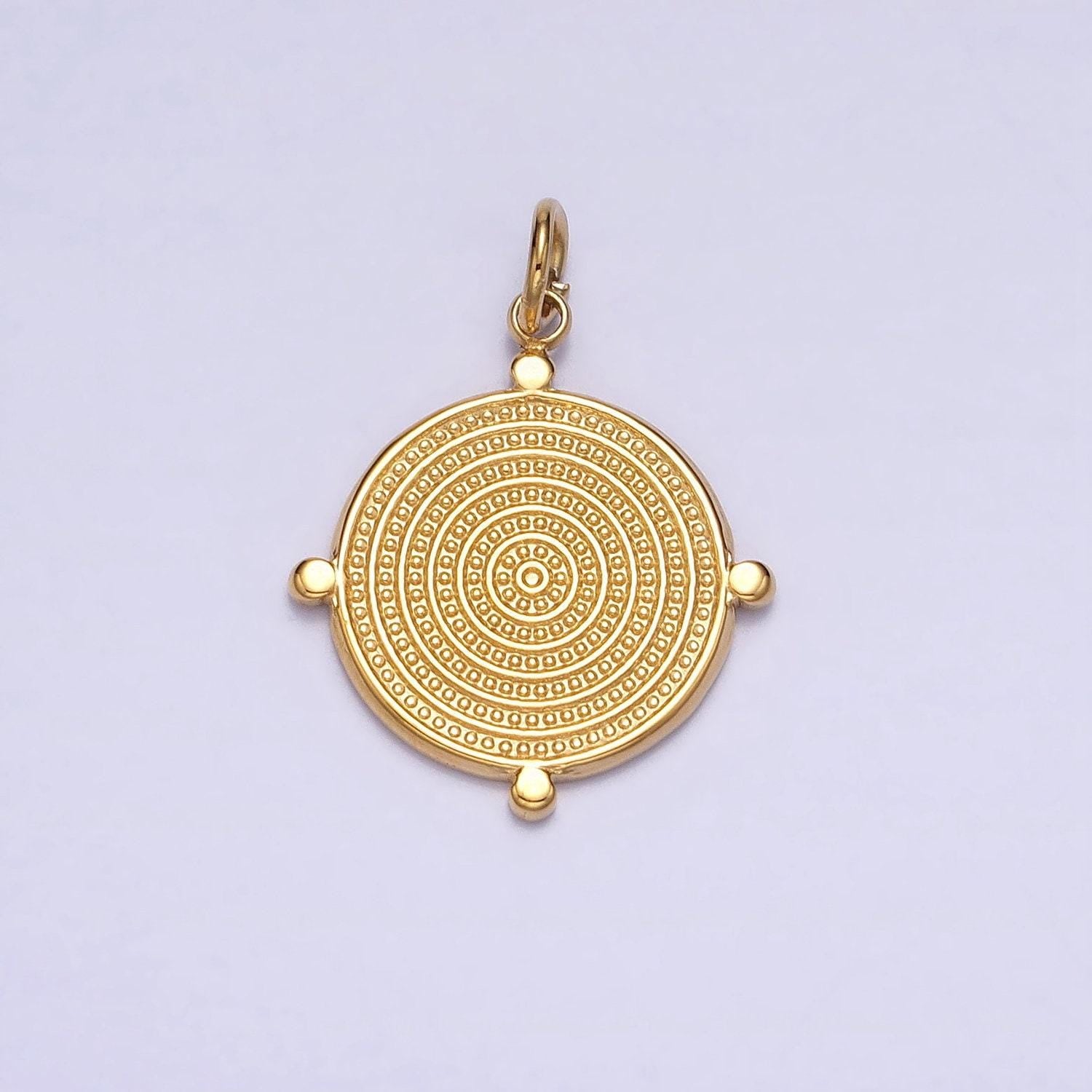 24k gold filled textured round dotted outline charm in gold & silver | ac593 ac594