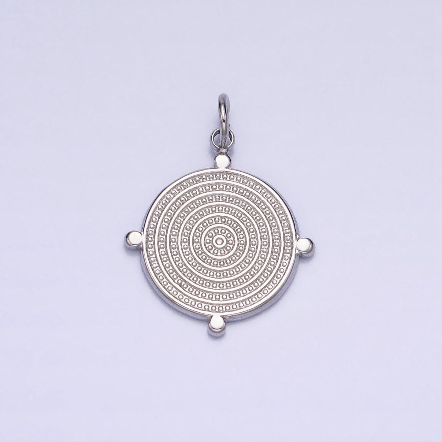 24k gold filled textured round dotted outline charm in gold & silver | ac593 ac594