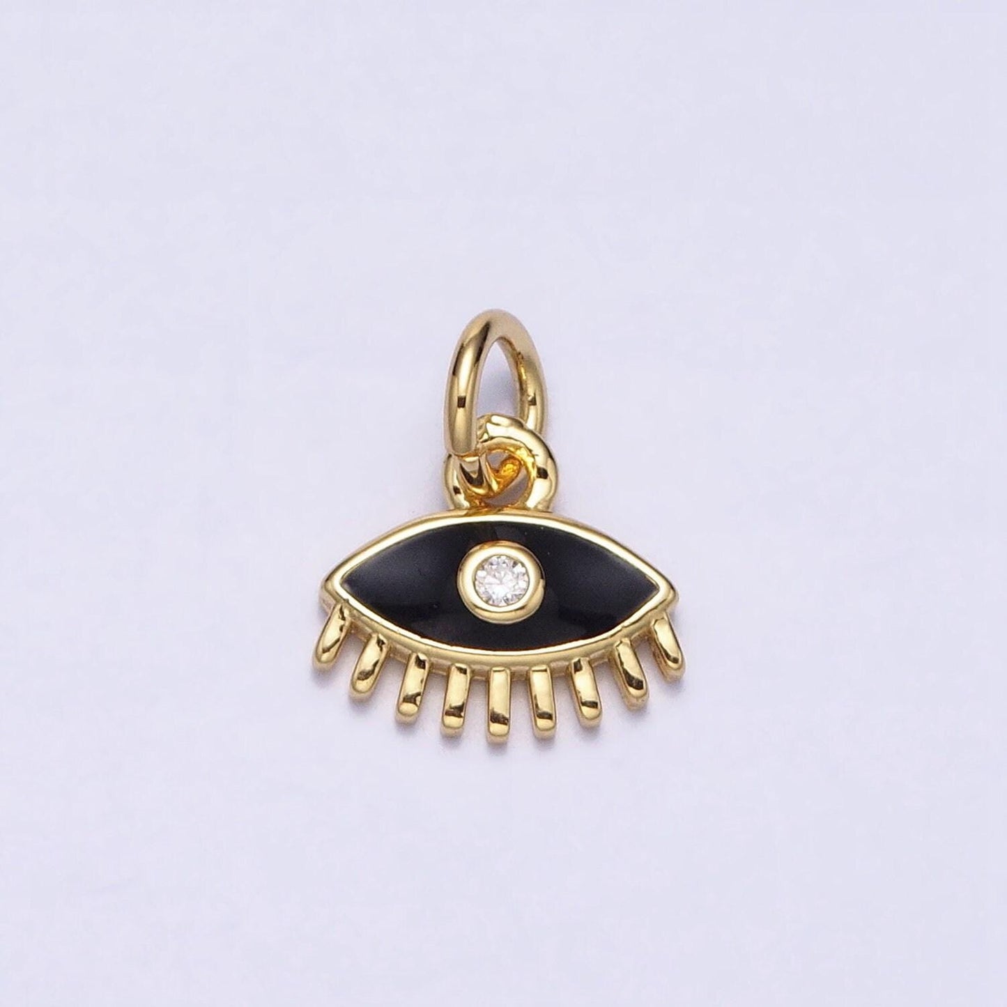 14k gold filled evil eye pendant in blue pink white black enamel | diy fashion jewelry charm add on necklace bracelet earring | ac560