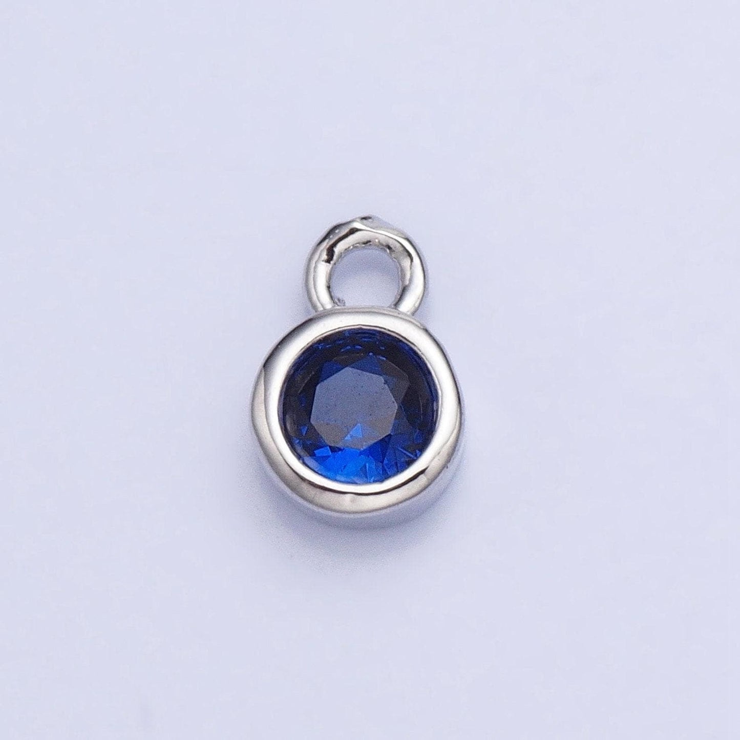 4mm mini silver full brilliant cut cubic zirconia bezel cut charm pendant for add on charm ac432 ac433 ac434 ac435