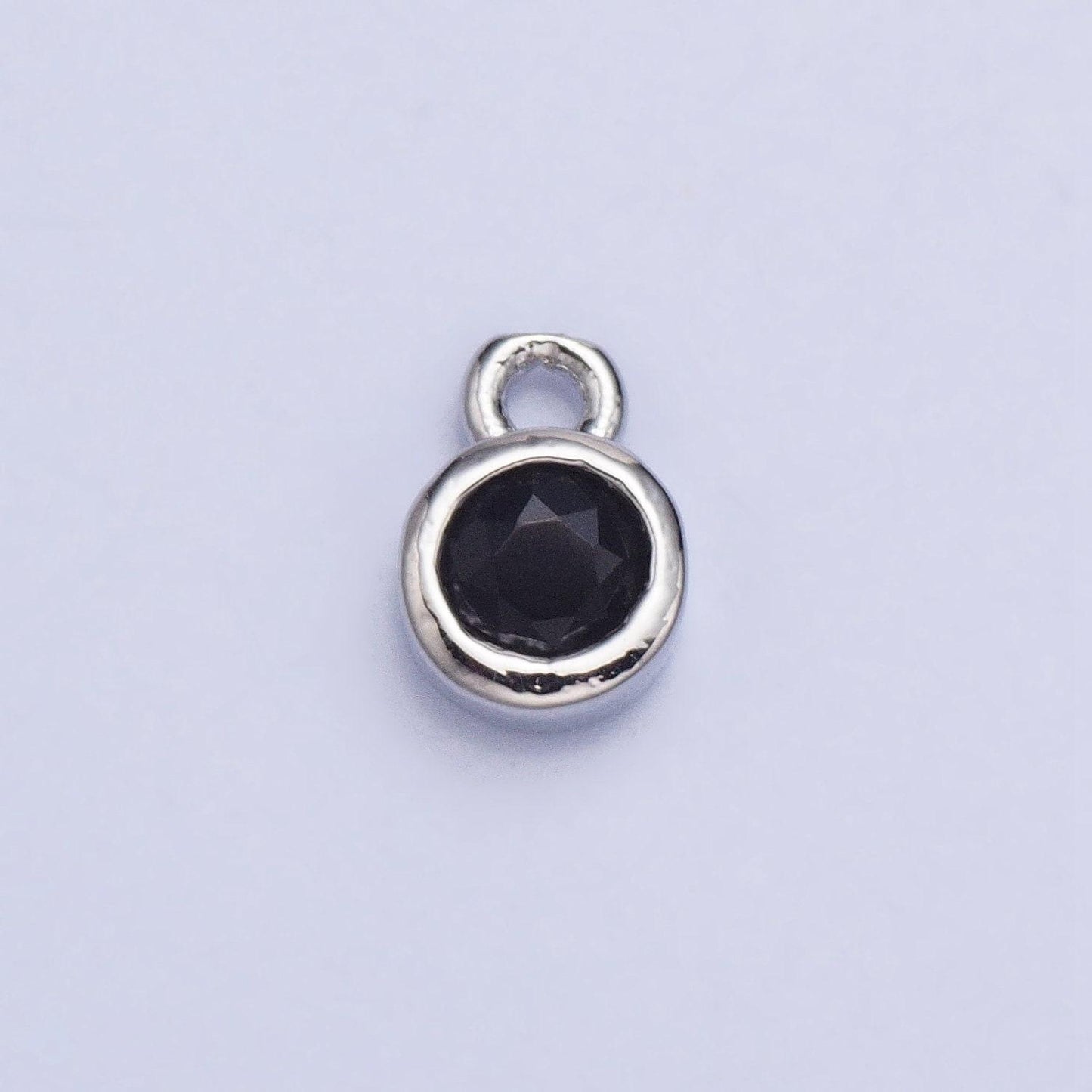 4mm mini silver full brilliant cut cubic zirconia bezel cut charm pendant for add on charm ac432 ac433 ac434 ac435
