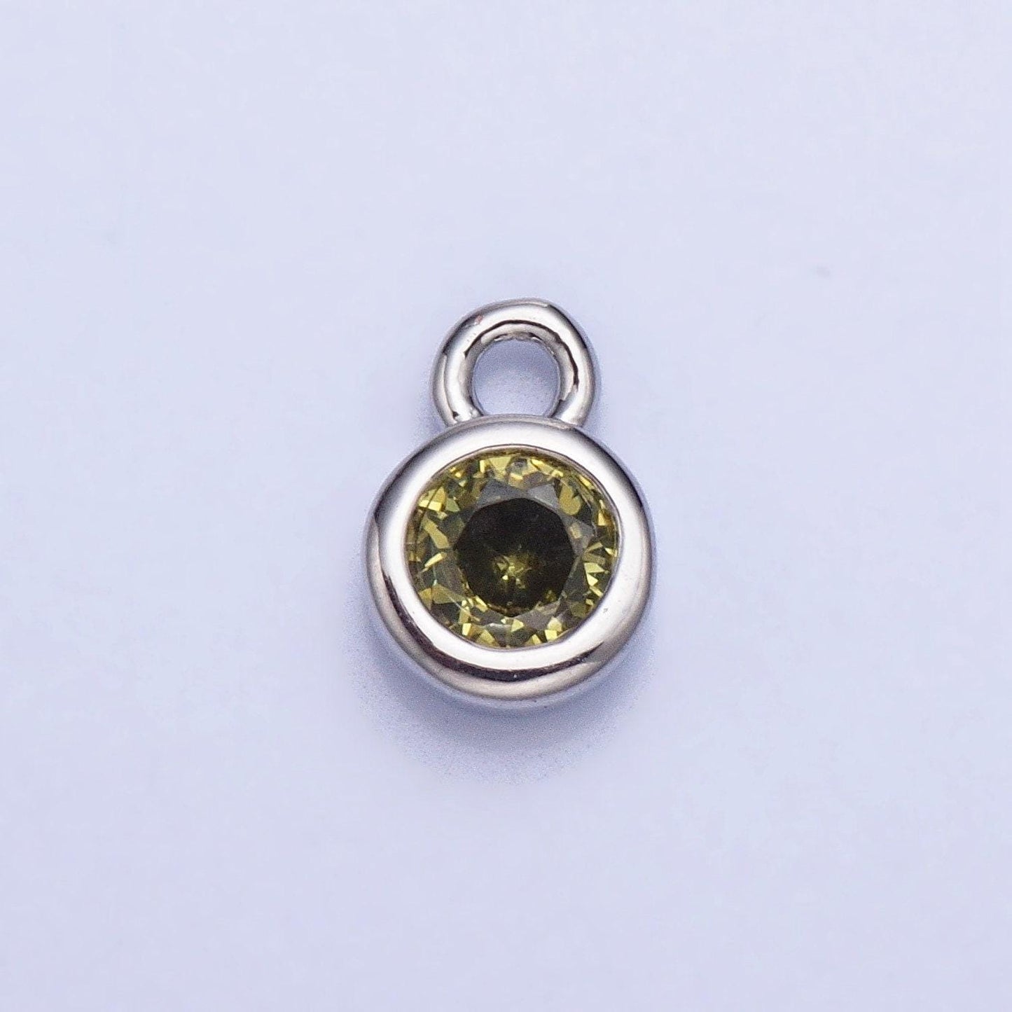 4mm mini silver full brilliant cut cubic zirconia bezel cut charm pendant for add on charm ac432 ac433 ac434 ac435