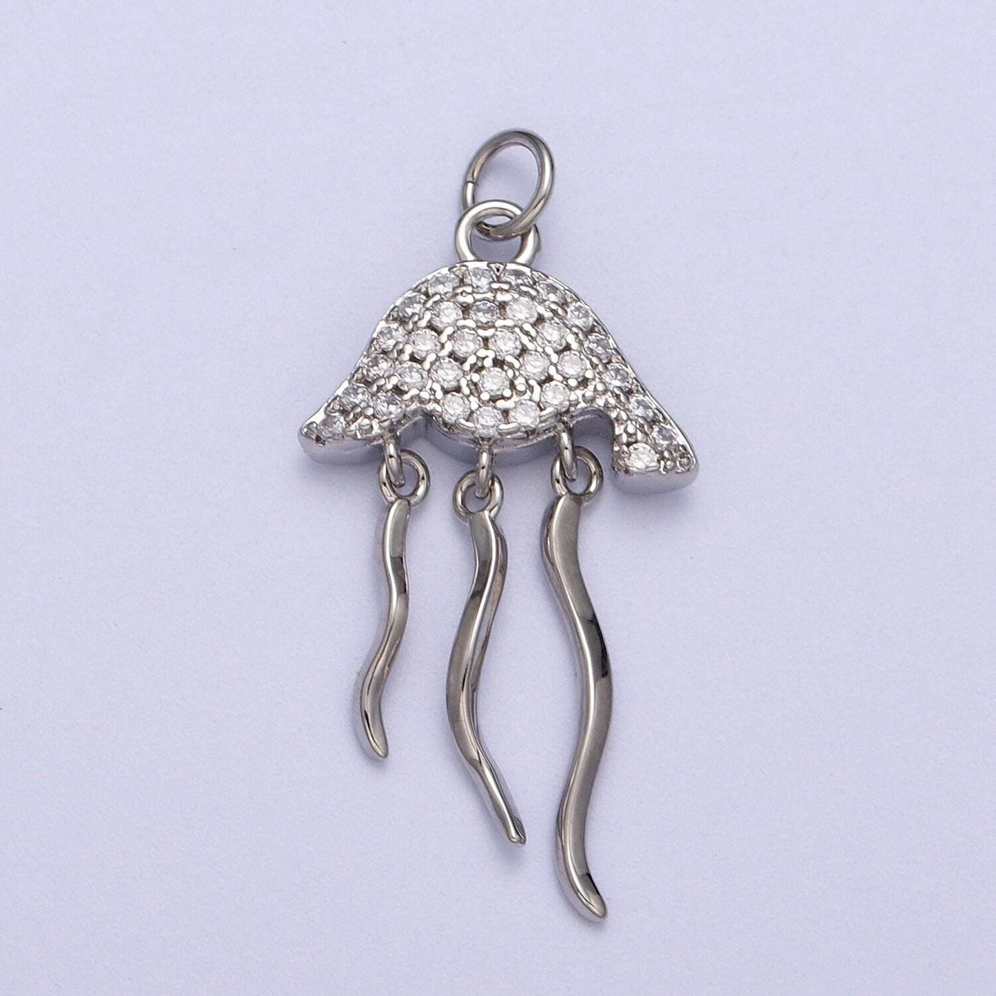 Small micro pave jellyfish charm in 18k gold filled fish animal silver beach vibes jewelry ac553 ac554