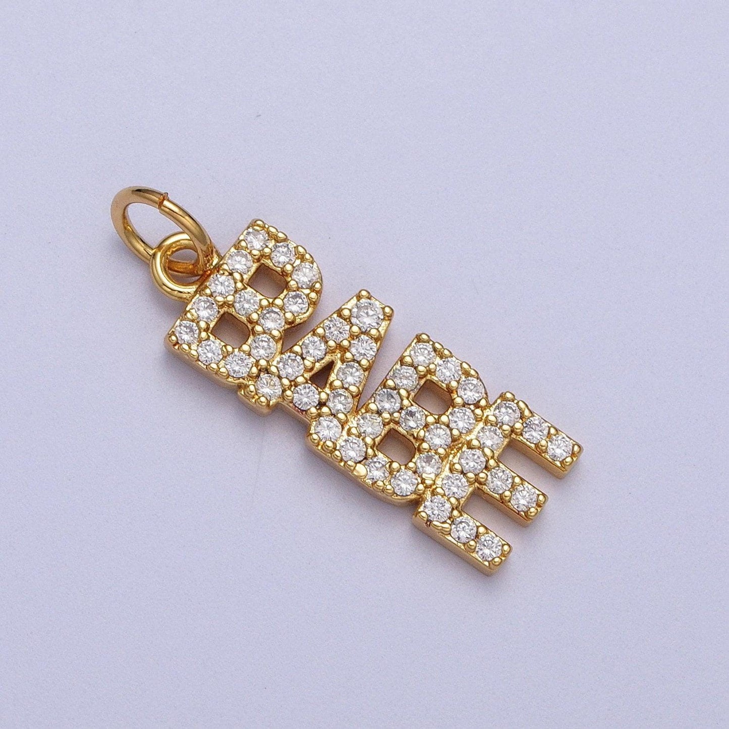 Dainty cubic gold babe charm for bracelet necklace earring component diy jewelry making supply cz word charm minimalist jewelry ac549