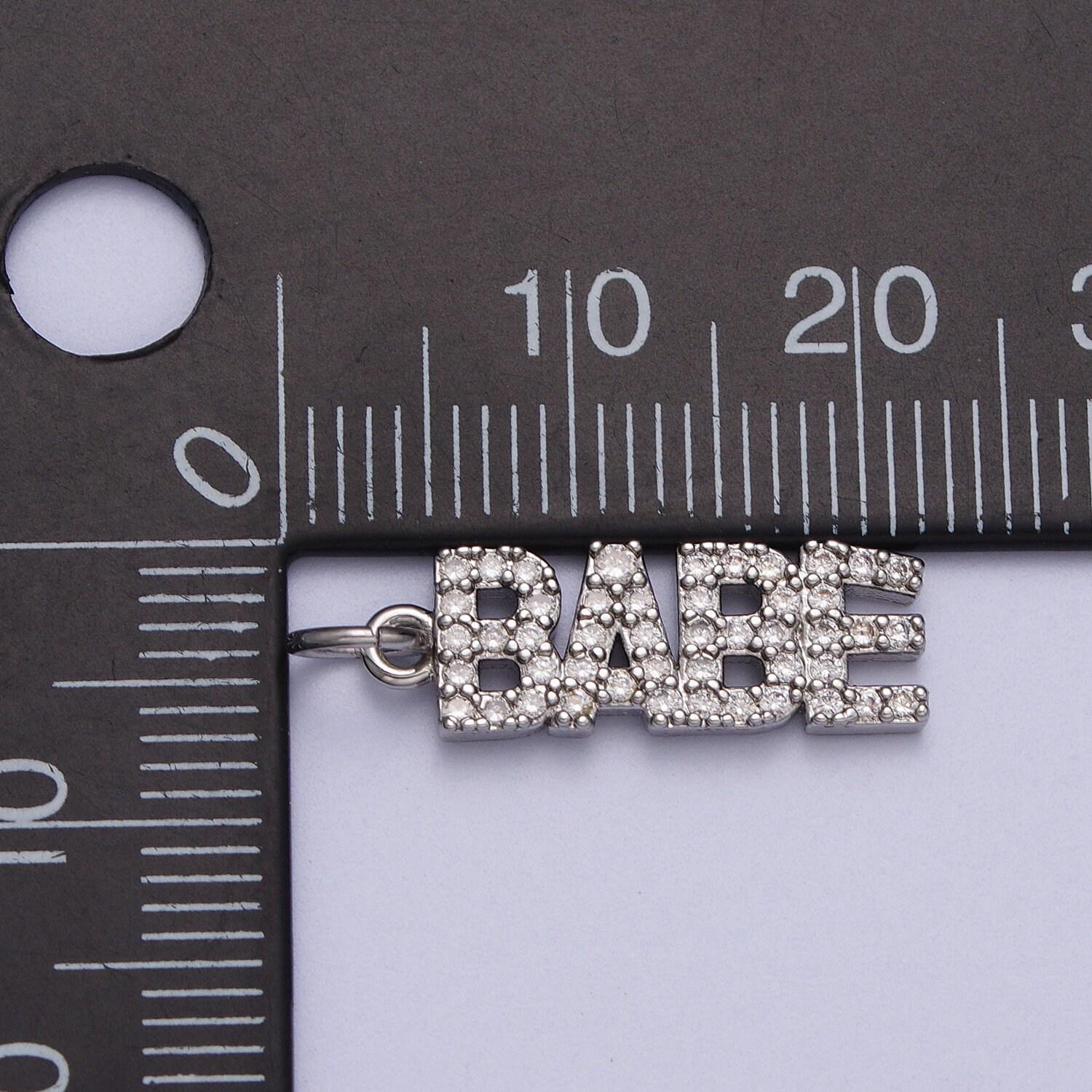 Dainty cubic gold babe charm for bracelet necklace earring component diy jewelry making supply cz word charm minimalist jewelry ac549