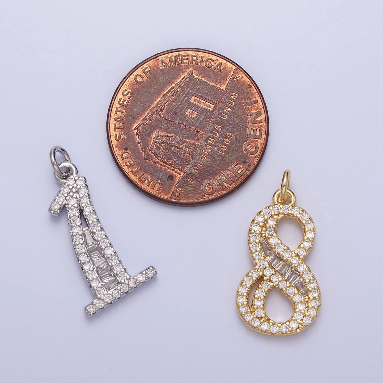 Micro pave cz age lucky number charms pave dangle silver number charms women pave number findings number 0-9 charms ac529 - ac538