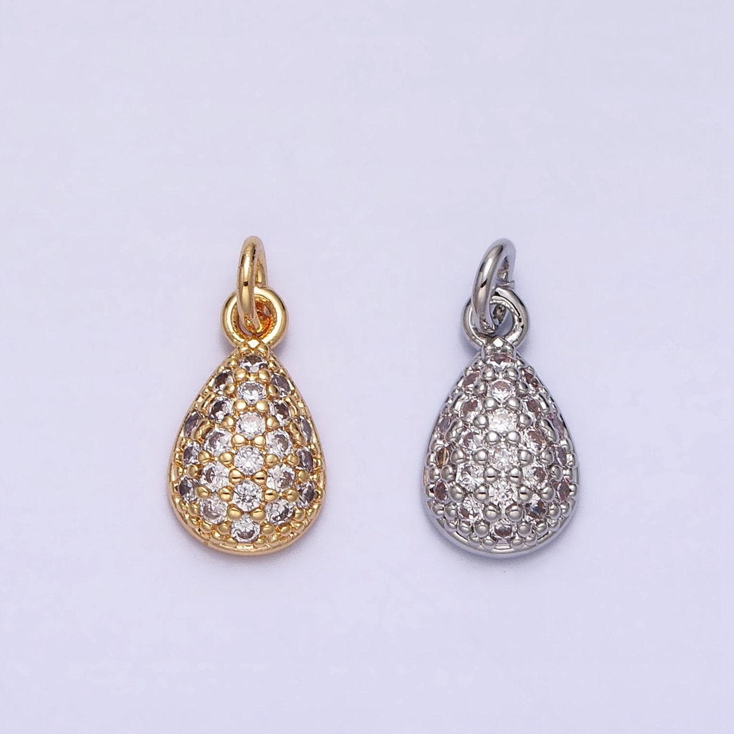 Mini gold tear drop charm with cz stone teardrop geometric cubic zirconia pendant ac478 ac479