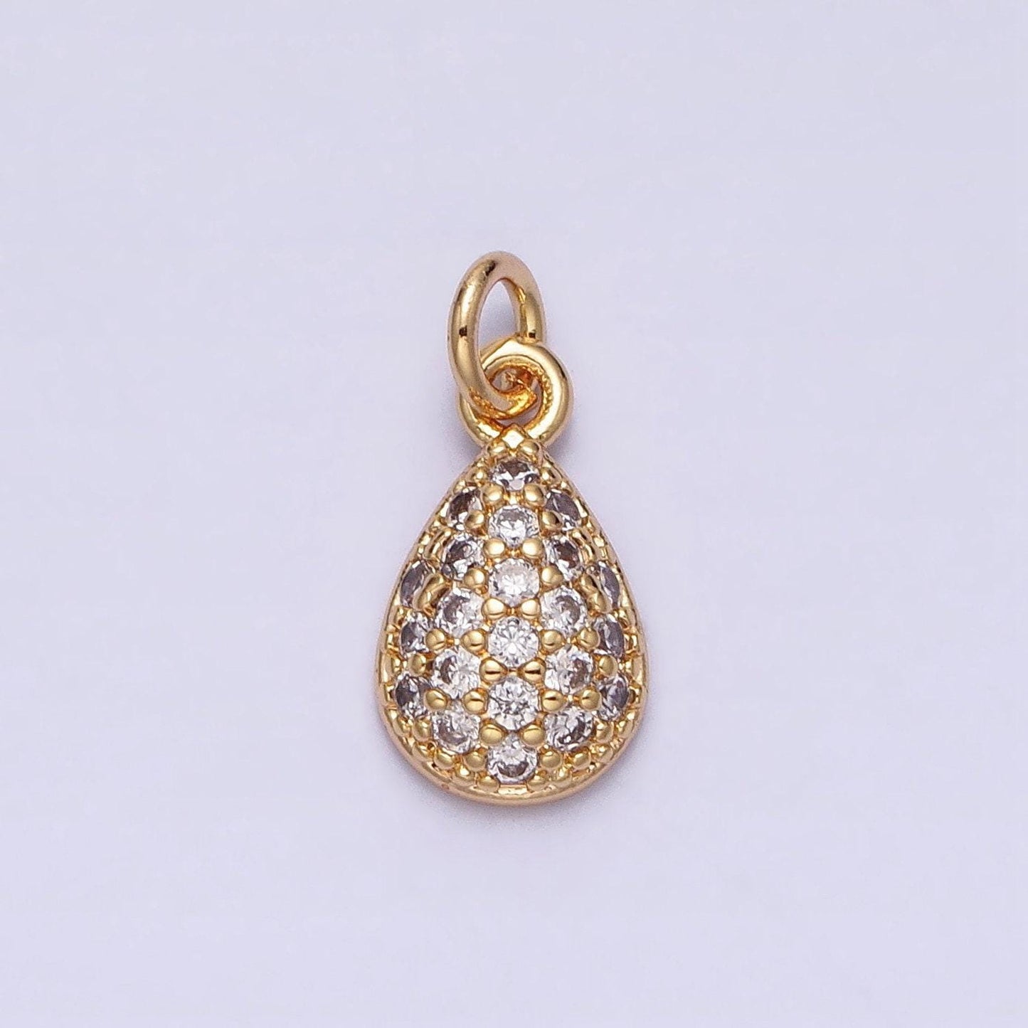 Mini gold tear drop charm with cz stone teardrop geometric cubic zirconia pendant ac478 ac479