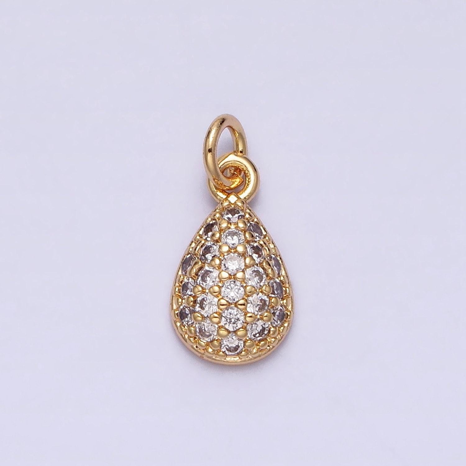 Mini gold tear drop charm with cz stone teardrop geometric cubic zirconia pendant ac478 ac479