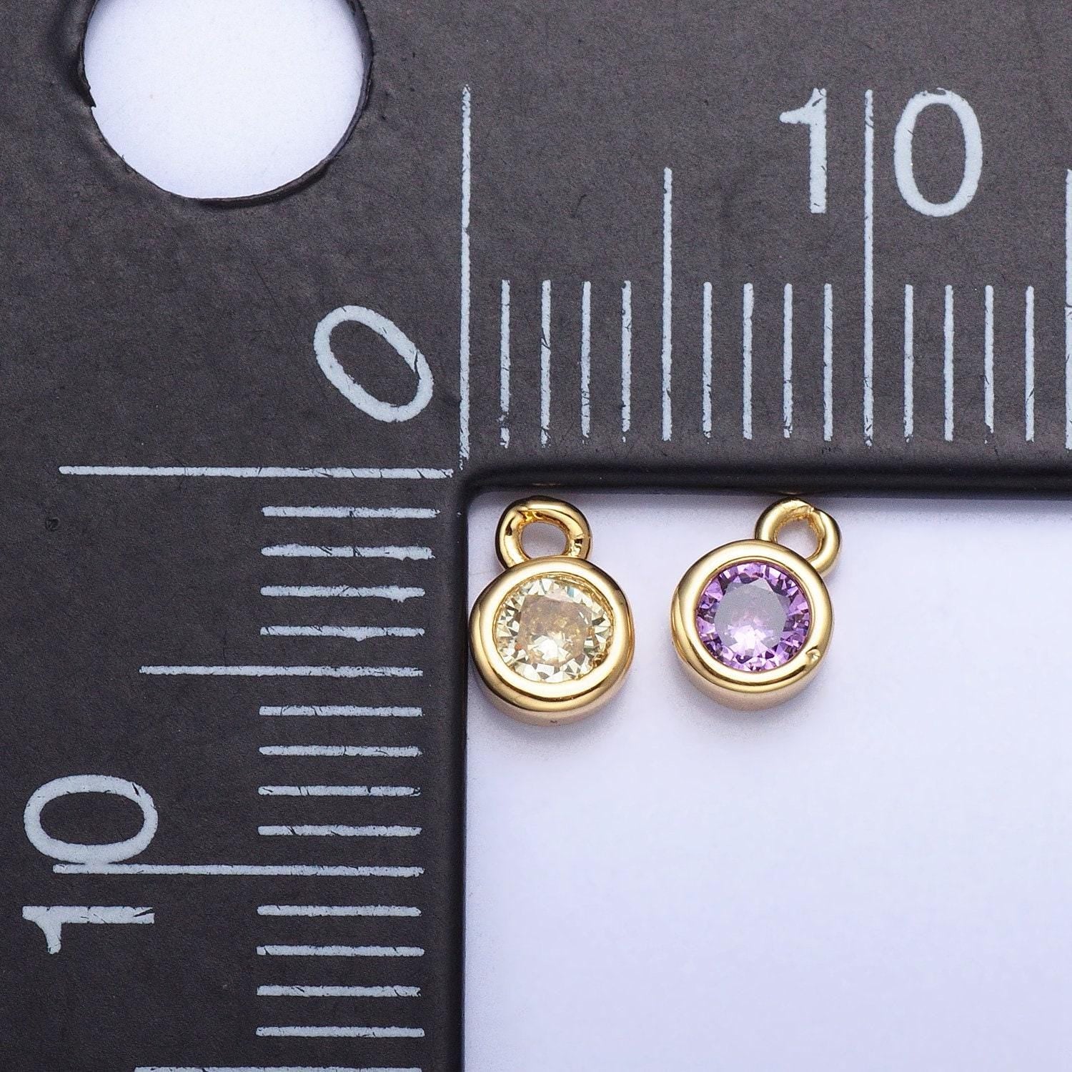 4mm cz stone bezel drop charm mini gold plated full brilliant cut cubic zirconia bezel cut charm for add on charm ac486 ac487