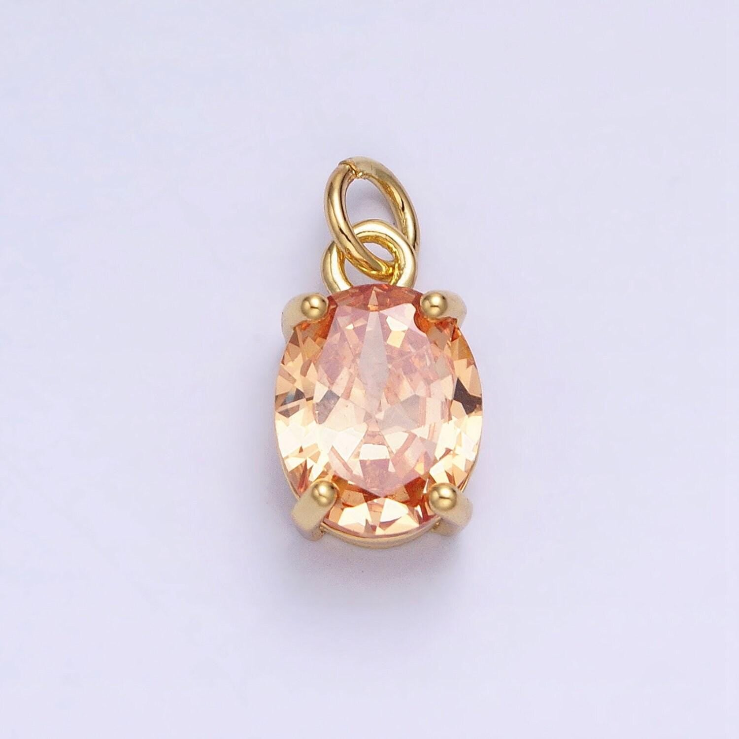 Colorful oval shape cubic zircon pendant charm,cz geometric drop pendant charm wholesale ac458 ac459 ac460 ac461 ac462 ac463