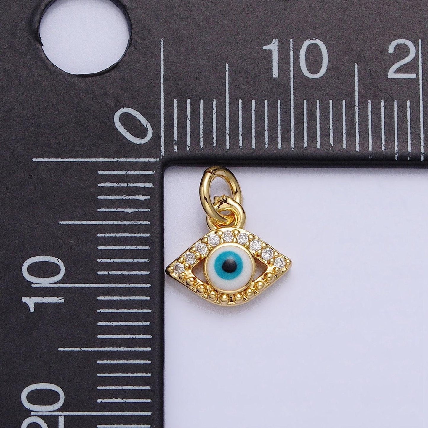 Mini enamel evil eye charm pendant micro pave evil eye jewelry making supply ac457