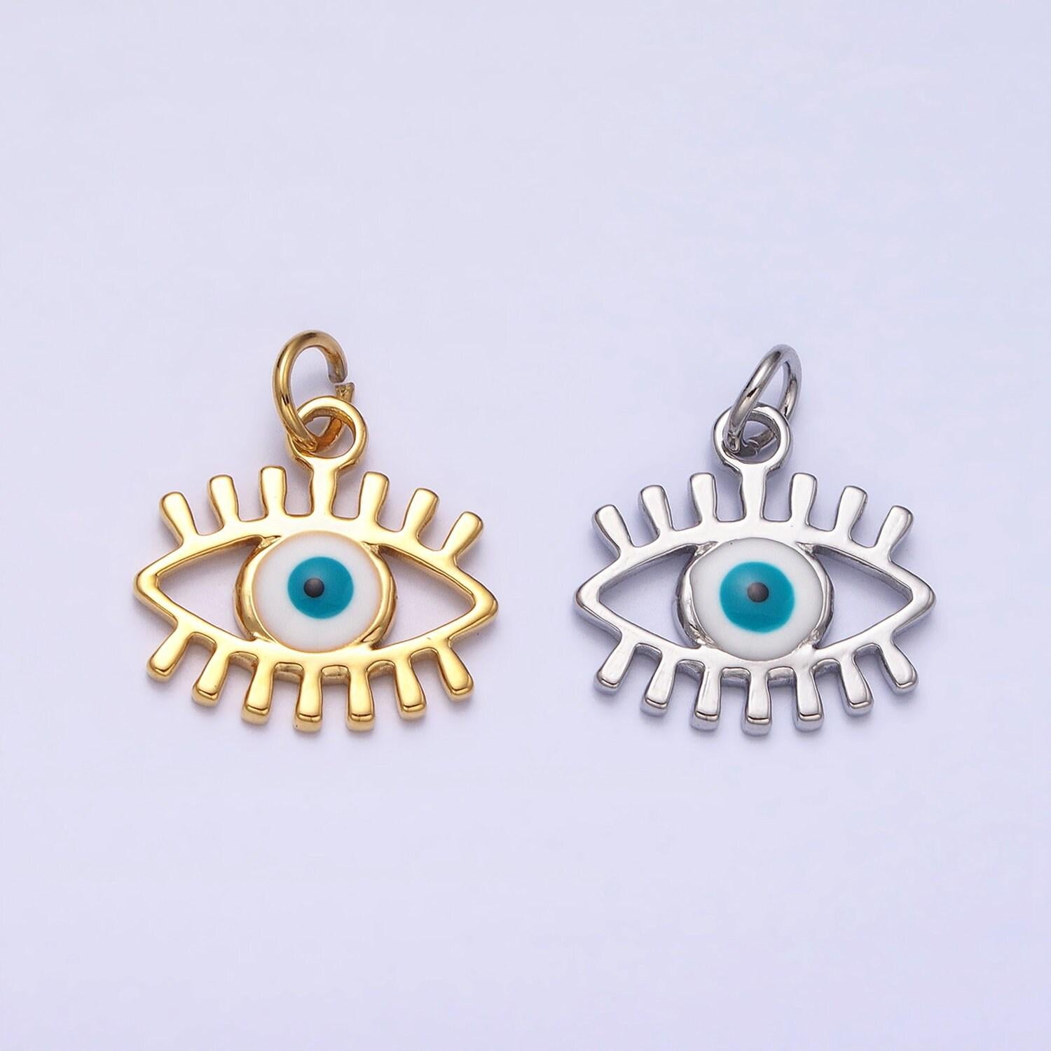 Mini enamel evil eye charm pendant amulet protection evil eye jewelry making supply ac442