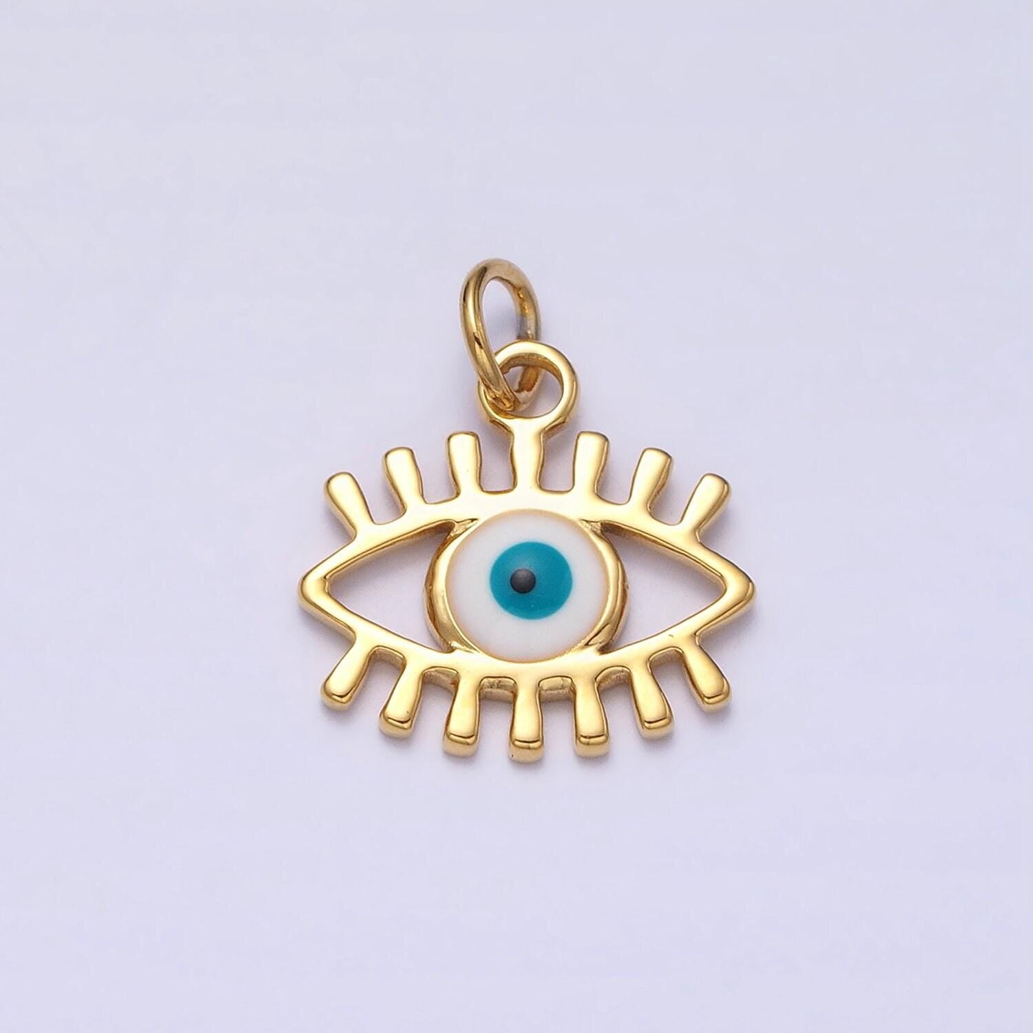 Mini enamel evil eye charm pendant amulet protection evil eye jewelry making supply ac442