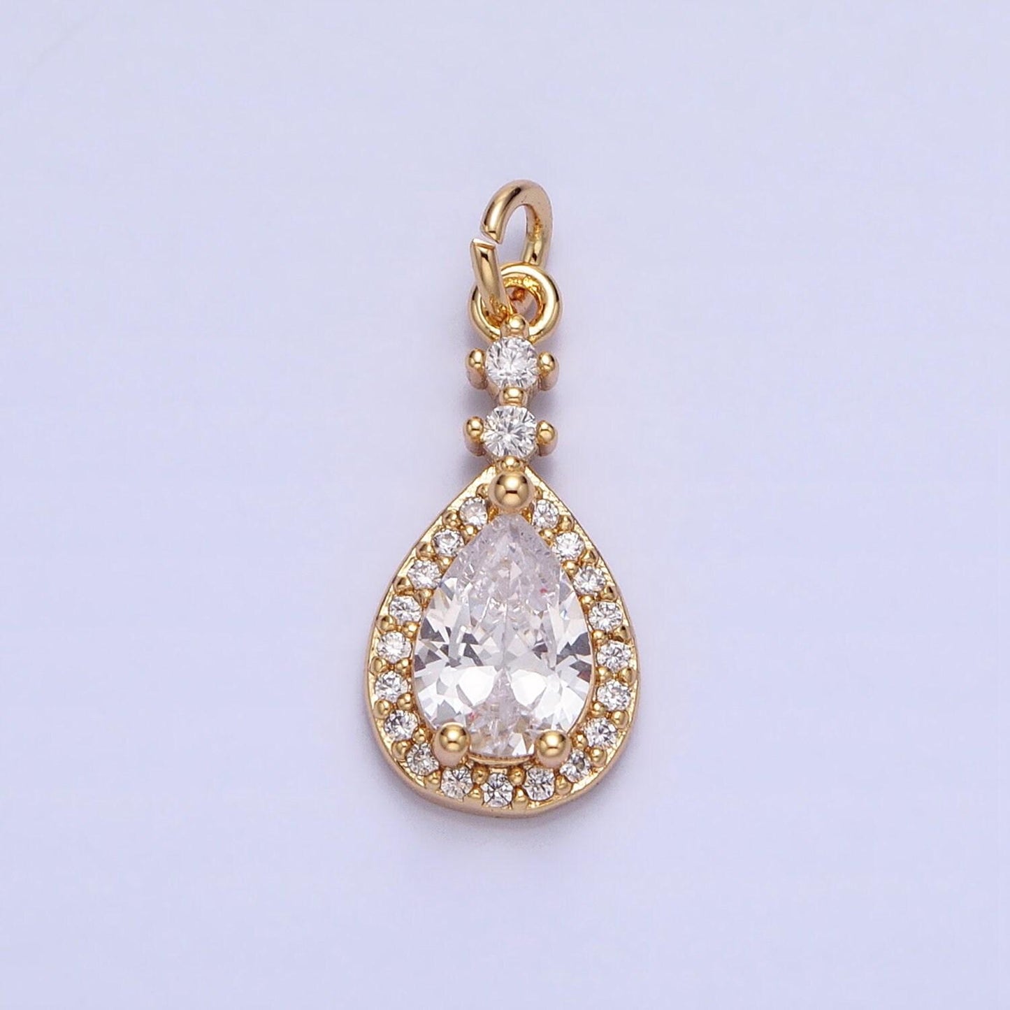 Dainty tear drop charms cubic zirconia dangle micro pave dainty geometric pendant wholesale bulk diy jewelry findings ac427