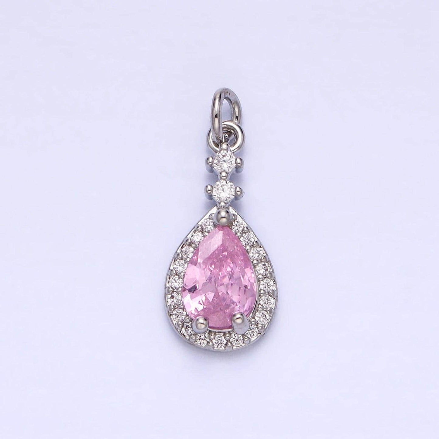 Dainty tear drop charms cubic zirconia dangle micro pave dainty geometric pendant wholesale bulk diy jewelry findings ac427