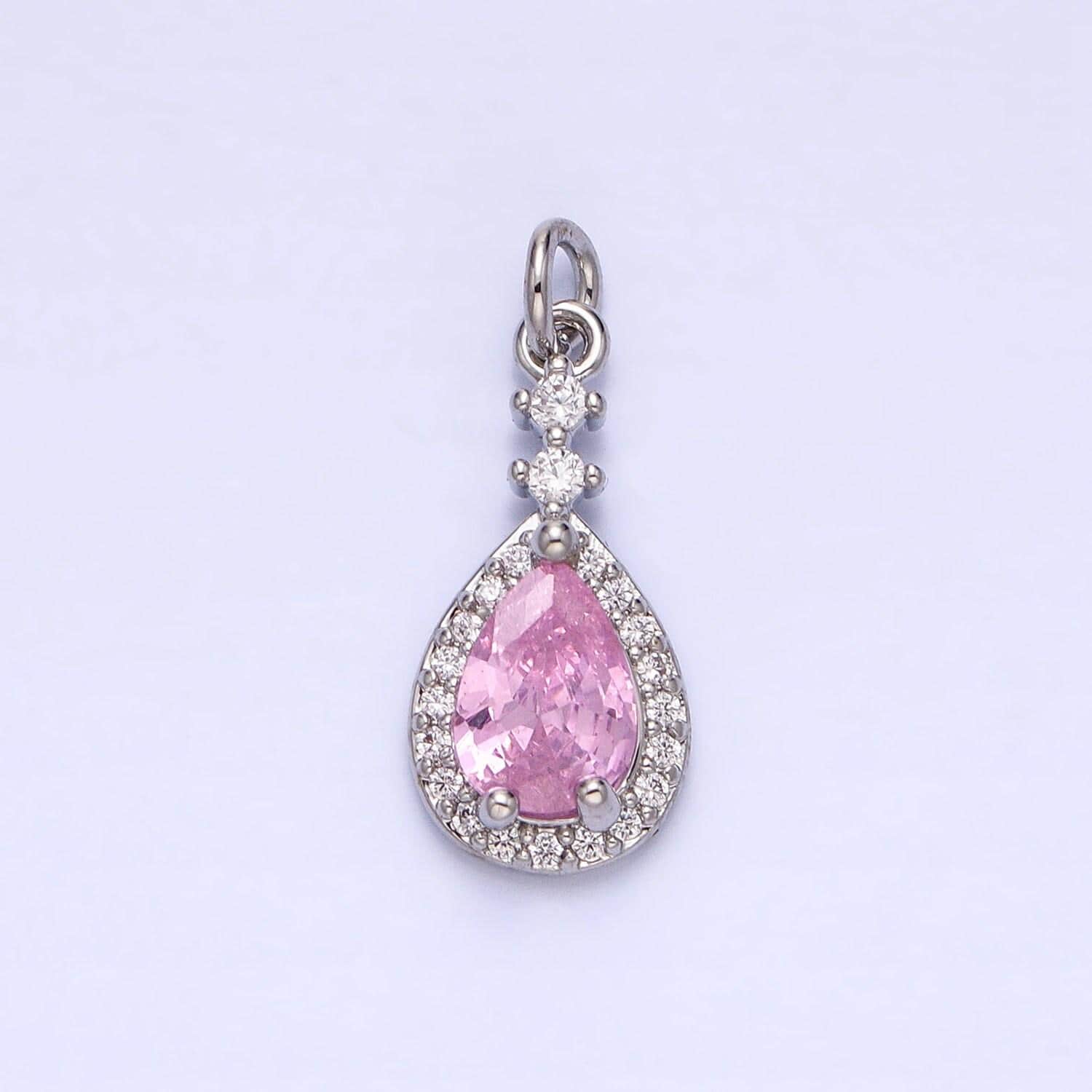 Dainty tear drop charms cubic zirconia dangle micro pave dainty geometric pendant wholesale bulk diy jewelry findings ac427