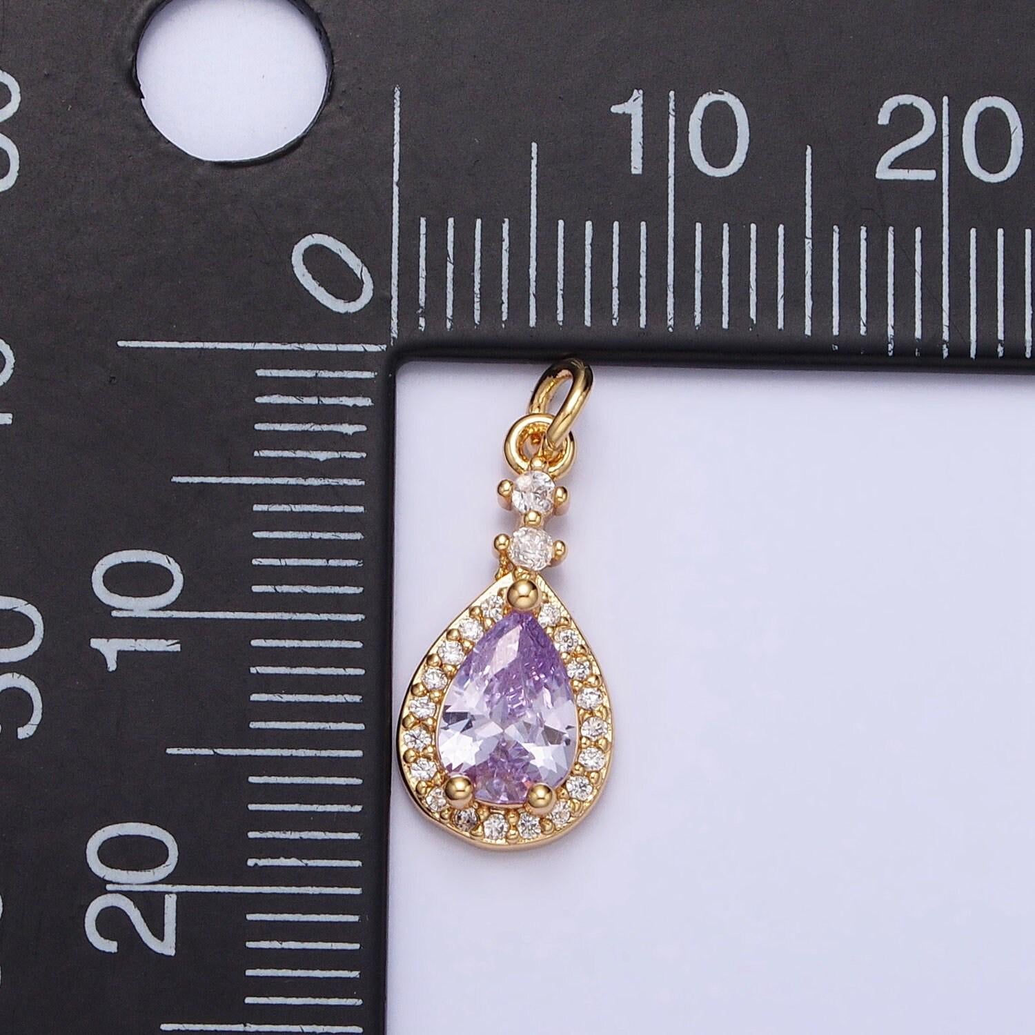 Dainty tear drop charms cubic zirconia dangle micro pave dainty geometric pendant wholesale bulk diy jewelry findings ac427