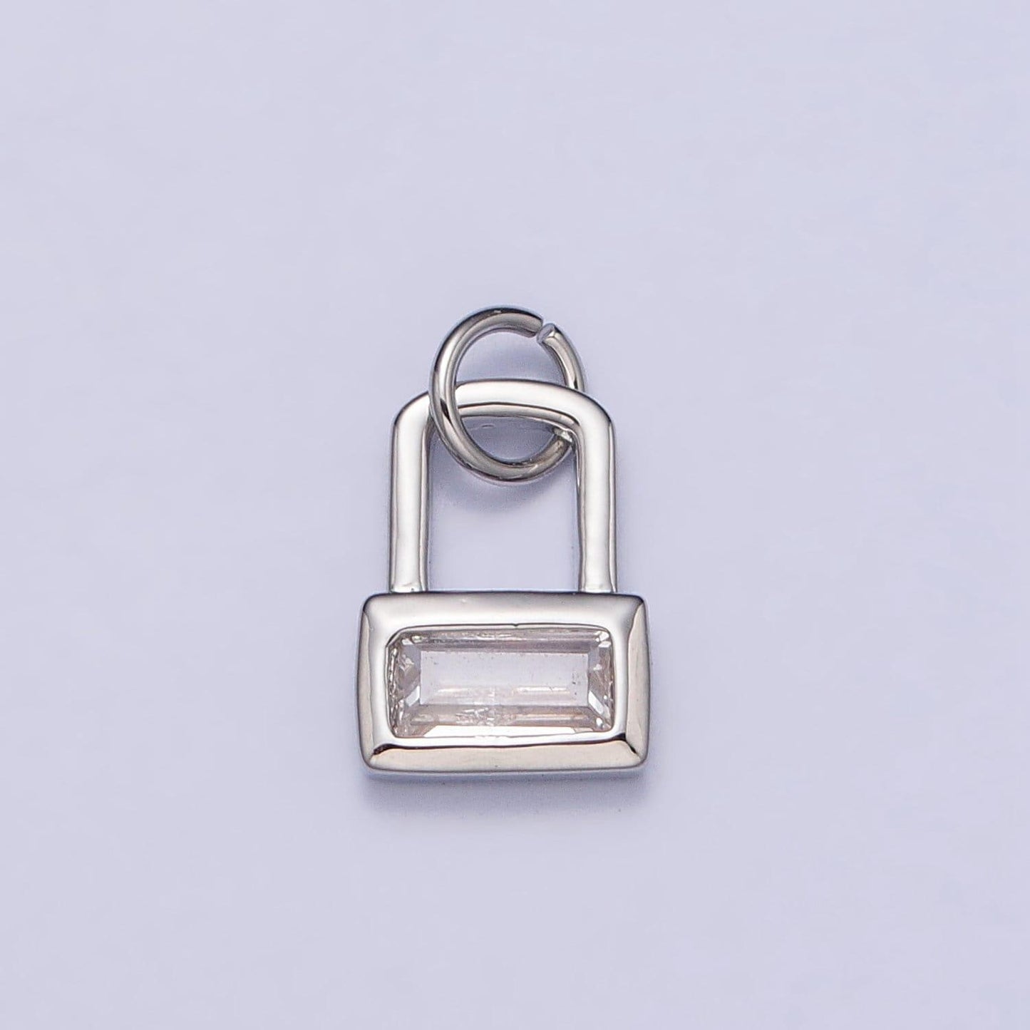Mini padlock charm gold plated over brass clear baguette cz lock pendant jewelry for necklace bracelet earring supply ac412