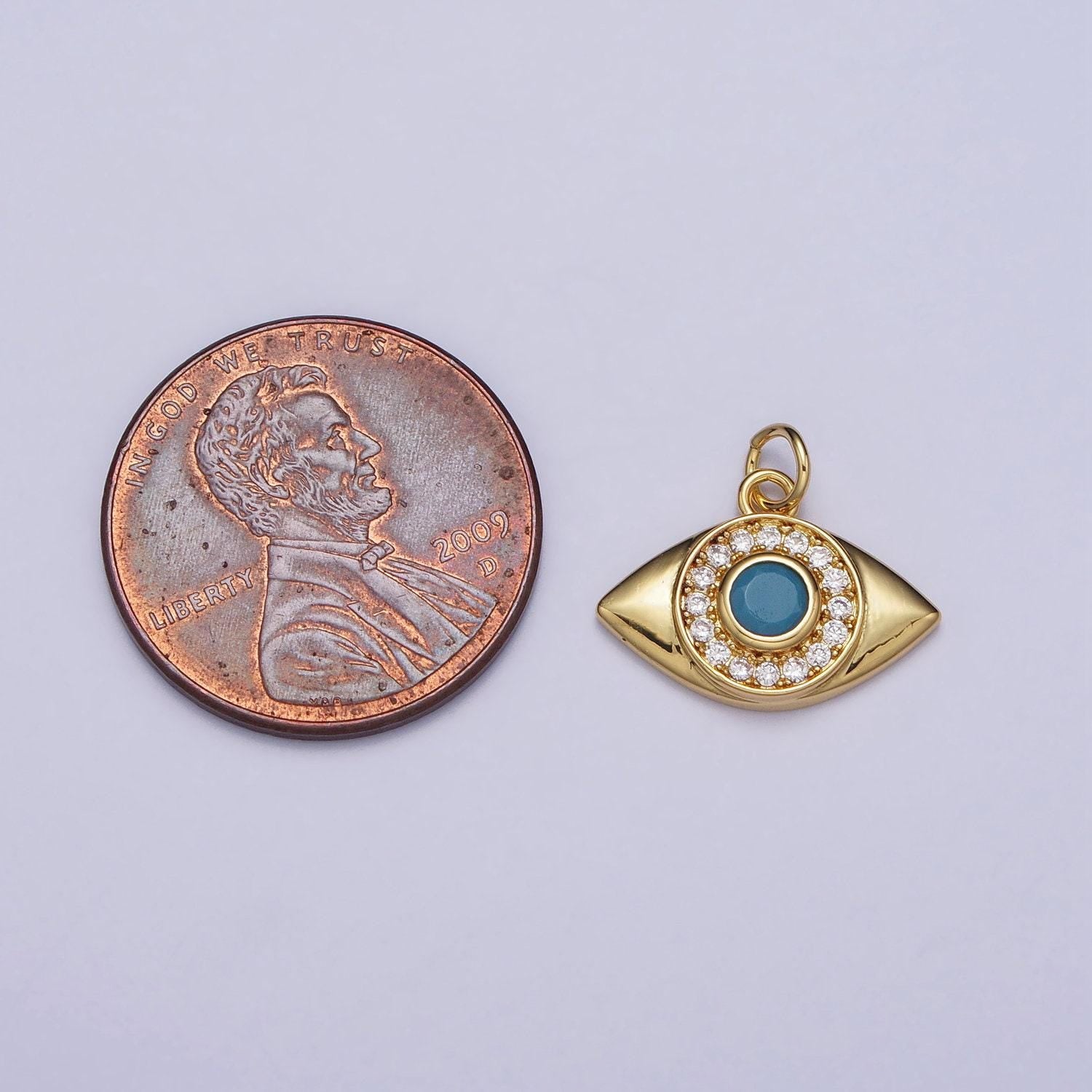 Mini evil eye charm gold plated over brass turquoise eye cz pendant for amulet jewelry pendant necklace bracelet earring supply ac410