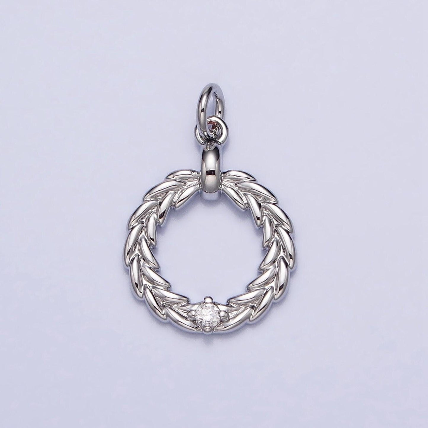 Mini round laurel crown pendant cz gold plated olive branch wreath charms ac395