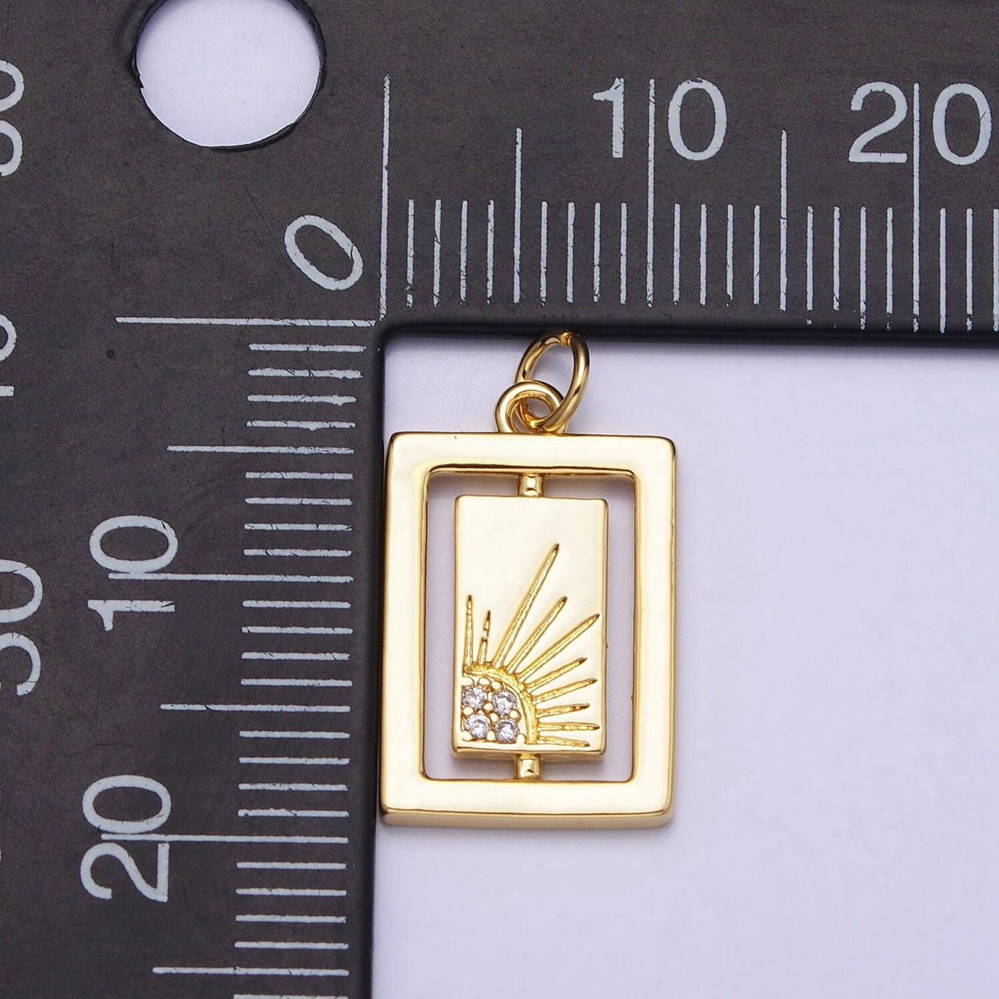 Mini gold sun tag plate pendant celestial tile charms with cz stones for jewelry making supplies ac406