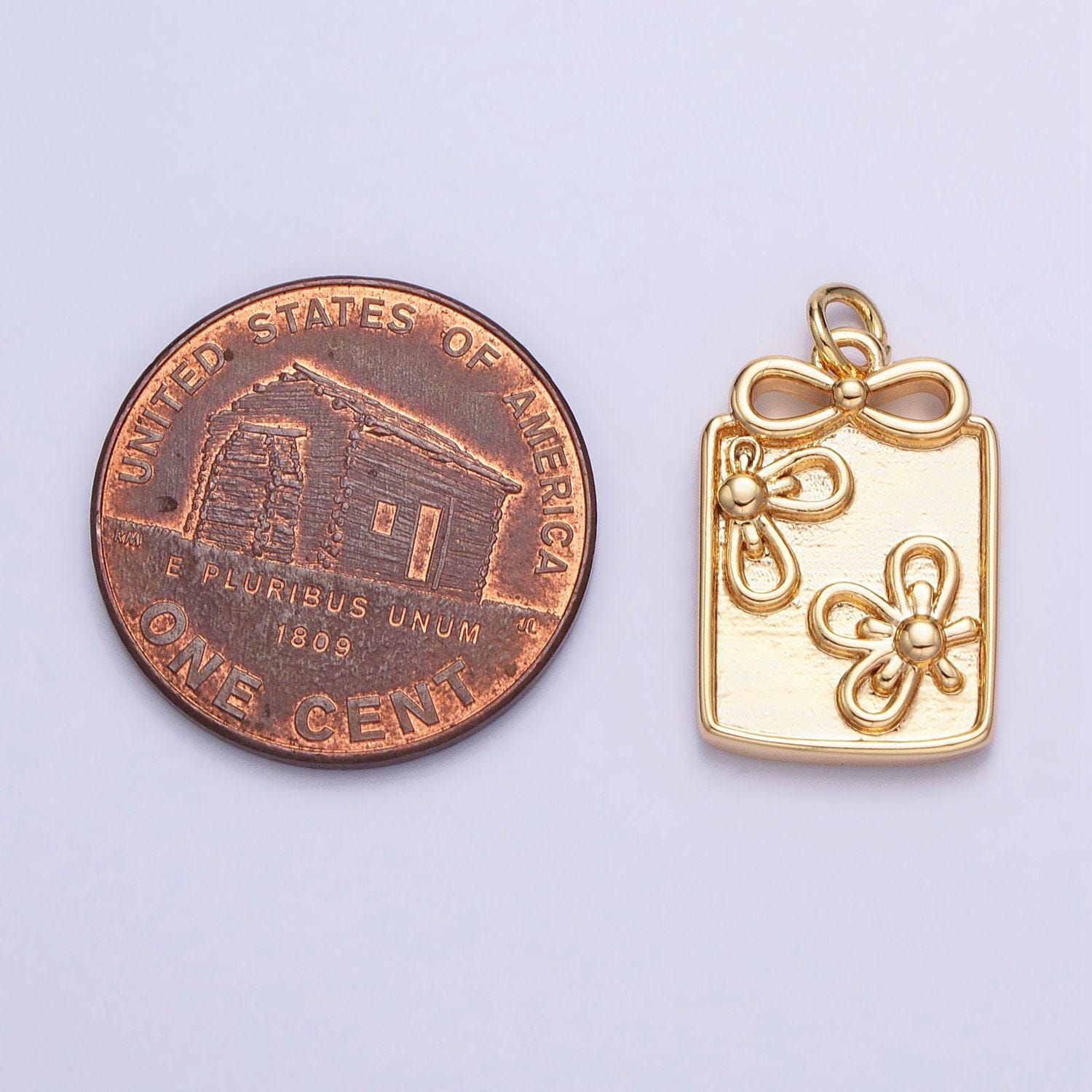 Dainty square daisy flower charm pendant floral charm in tag frame for bracelet necklace earring supply ac387 ac388