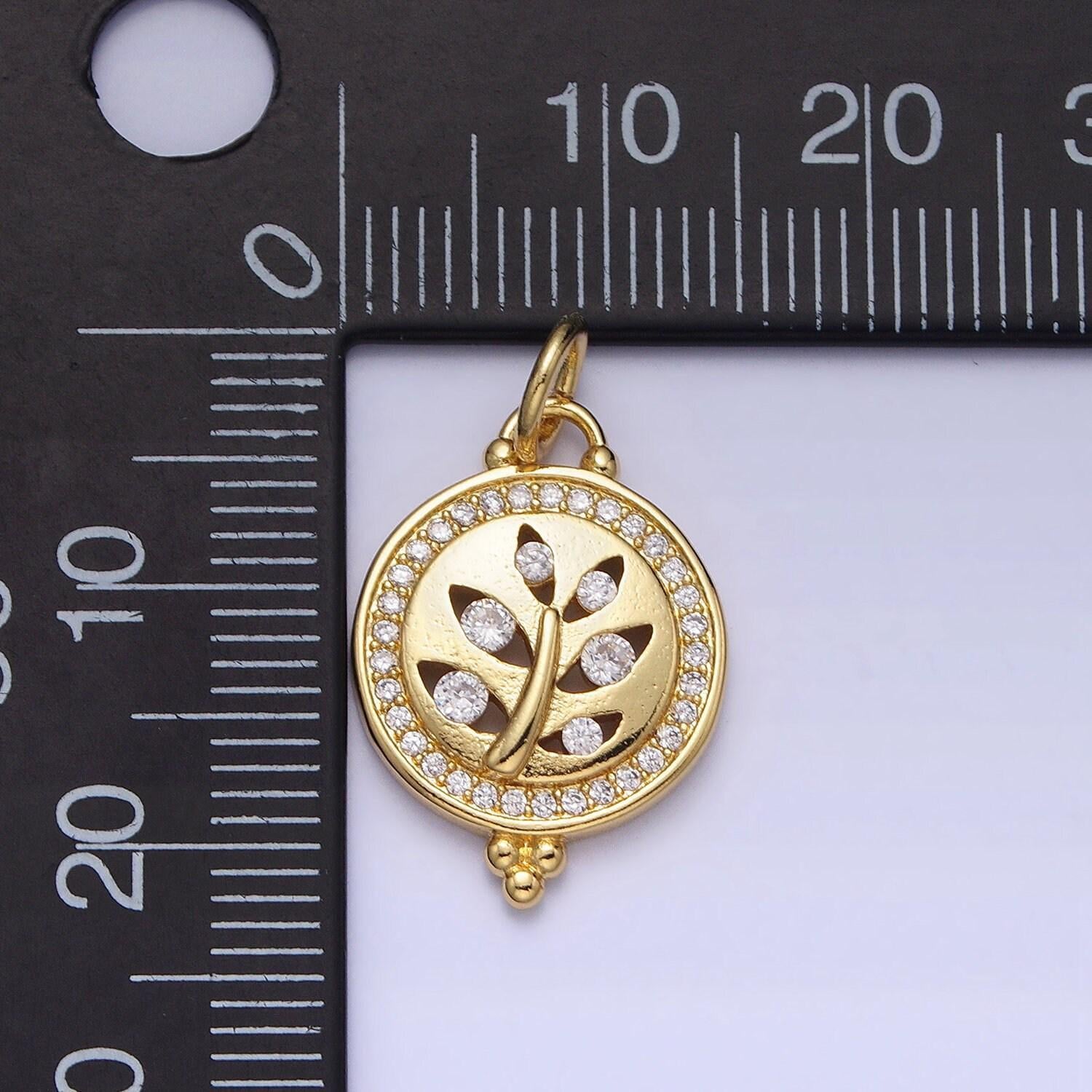 Mini gold plated olive branch leaf charm necklace bracelet earring supply micro pave cz charm ac377