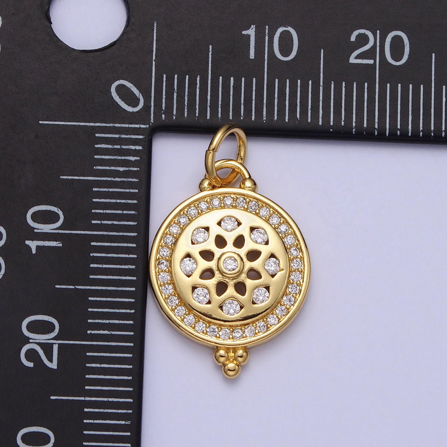Mini gold plated sun charm necklace bracelet earring supply micro pave cz charm ac371