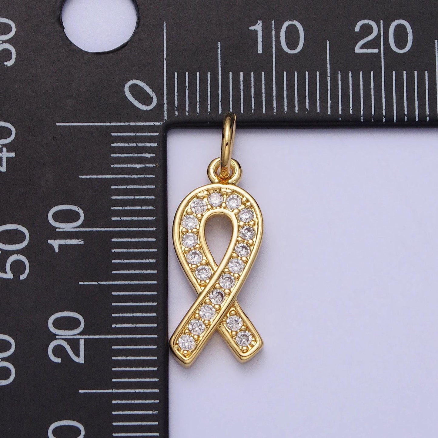 Gold filled ribbon charms, breast cancer awareness, october ribbon pendant for charity handmade bracelet earring necklace supply ac368