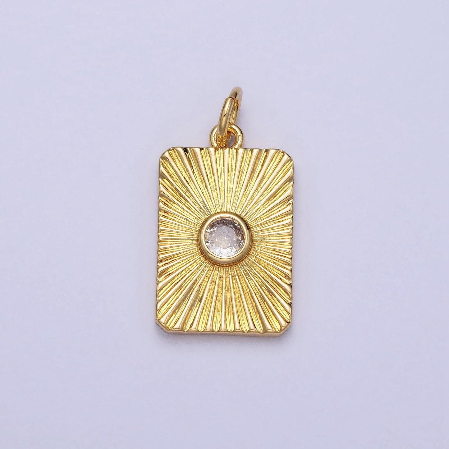 Micro pave gold sun tag plate pendant celestial tile charms with cz stones for jewelry making supplies ac364
