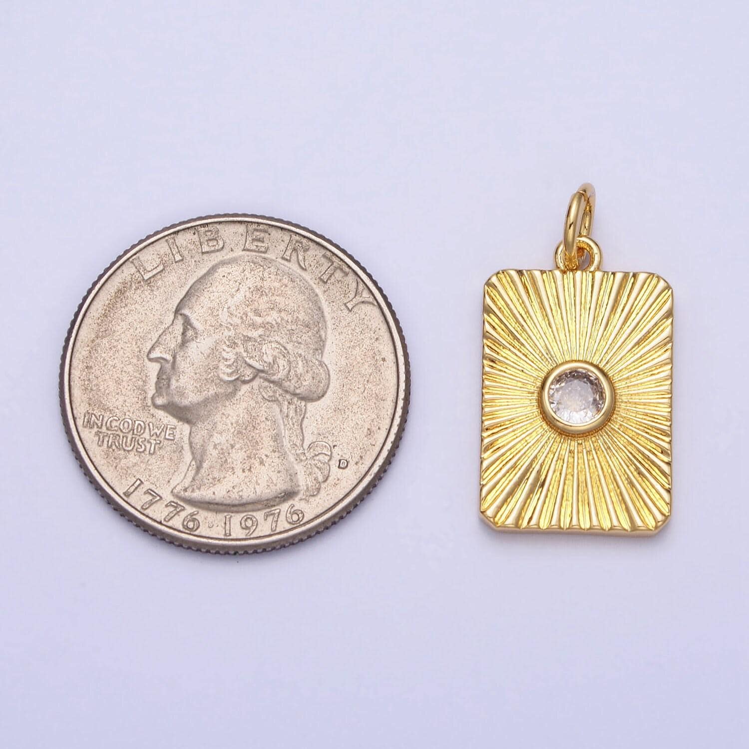 Micro pave gold sun tag plate pendant celestial tile charms with cz stones for jewelry making supplies ac364