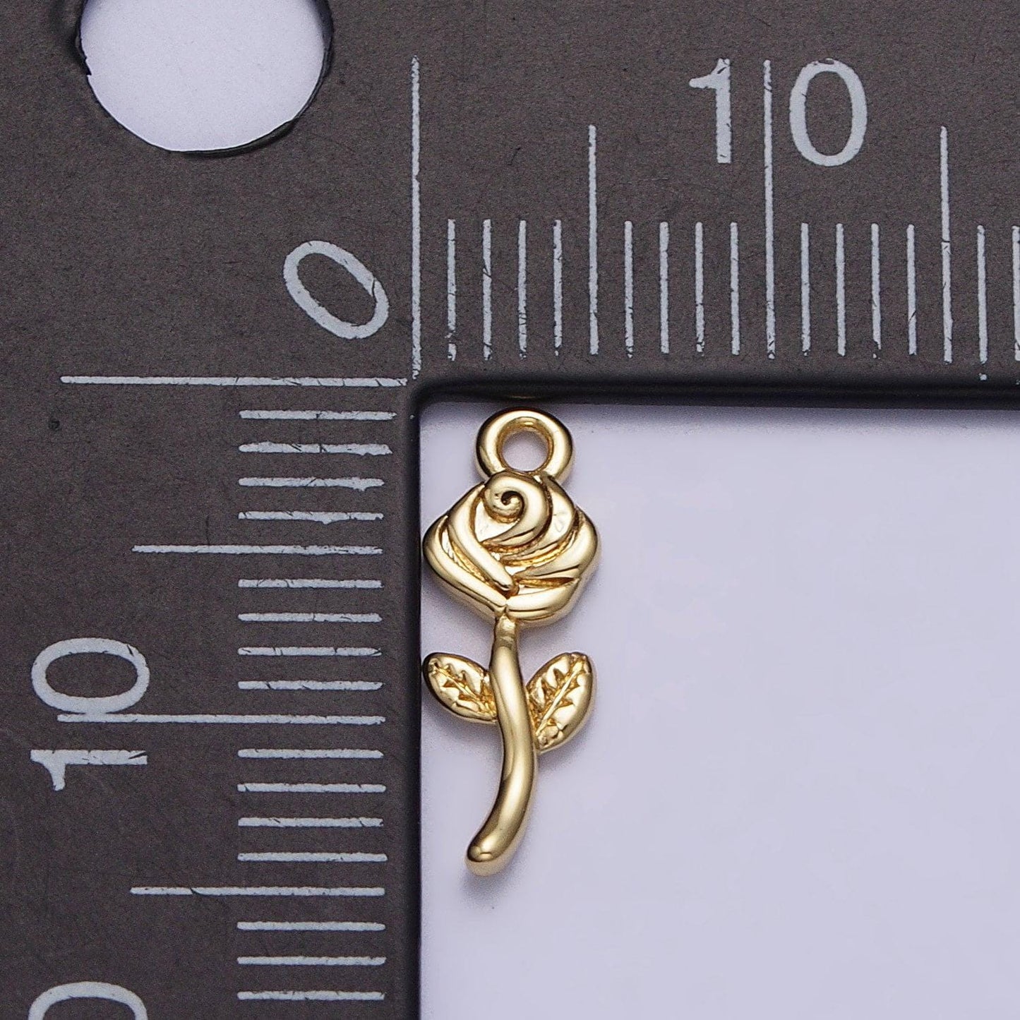 Tiny mini gold rose charm pendant, small floral pendant 14k gold filled small flower necklace earring bracelet jewelry making ac343