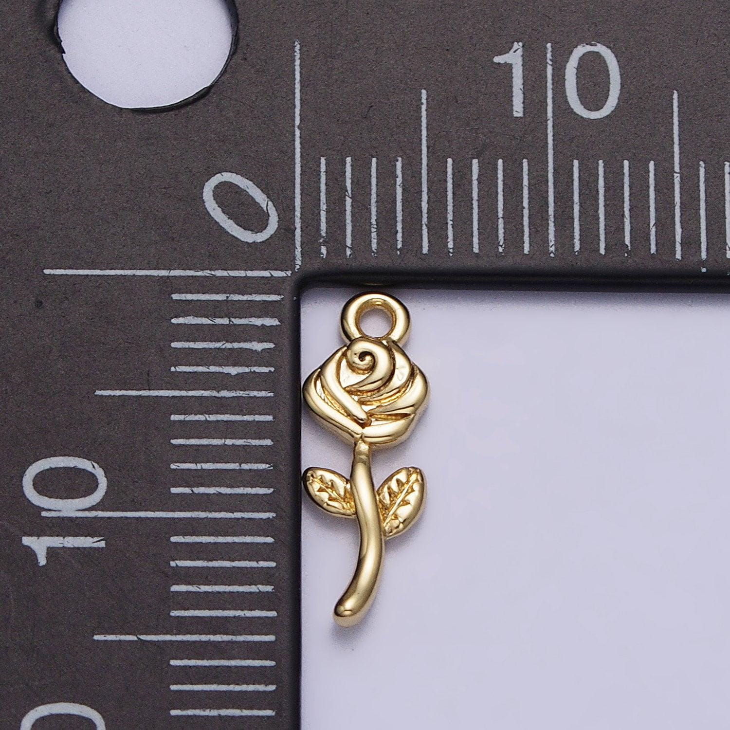 Tiny mini gold rose charm pendant, small floral pendant 14k gold filled small flower necklace earring bracelet jewelry making ac343