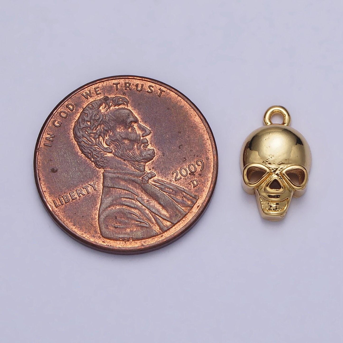 Mini gold filled skull charm necklace head skeleton pendant in silver emo scary halloween jewelry making supply ac341