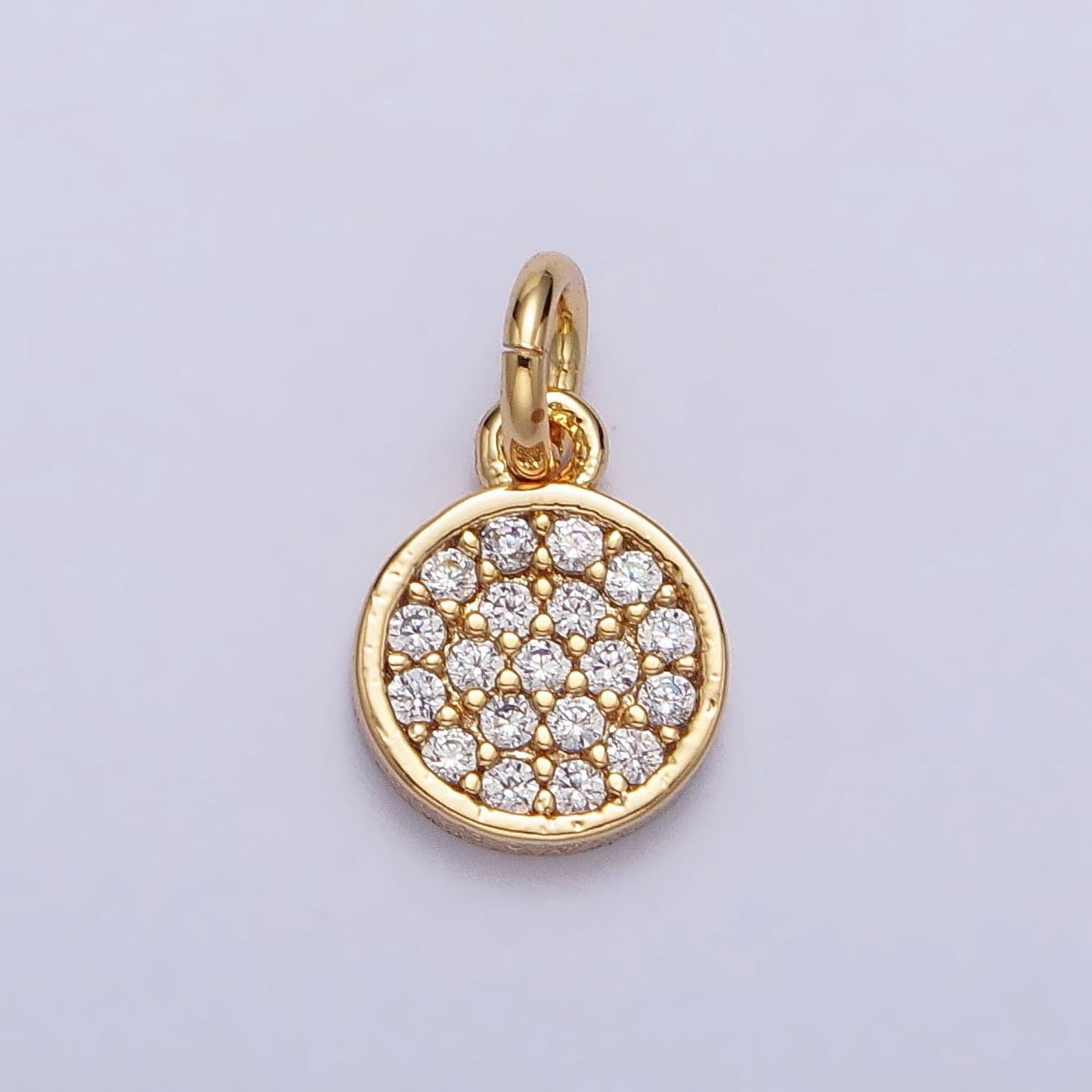 Mini cz paved gold circle charm 11x6.5mm 16k real gold plated brass, micro pave round coin pendants ac309