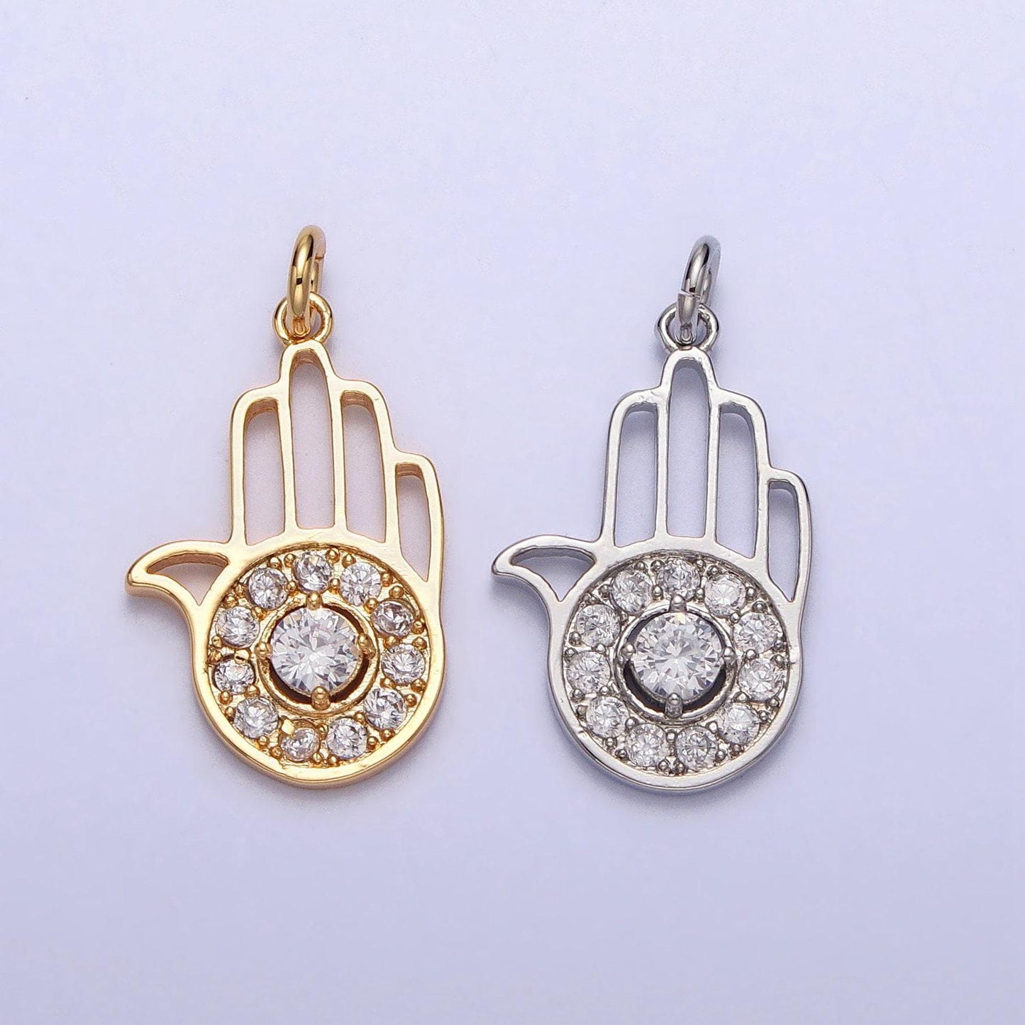 Mini gold hamsa hand pendant evil eye charm protection necklace - yoga gifts silver amulet jewelry ac228