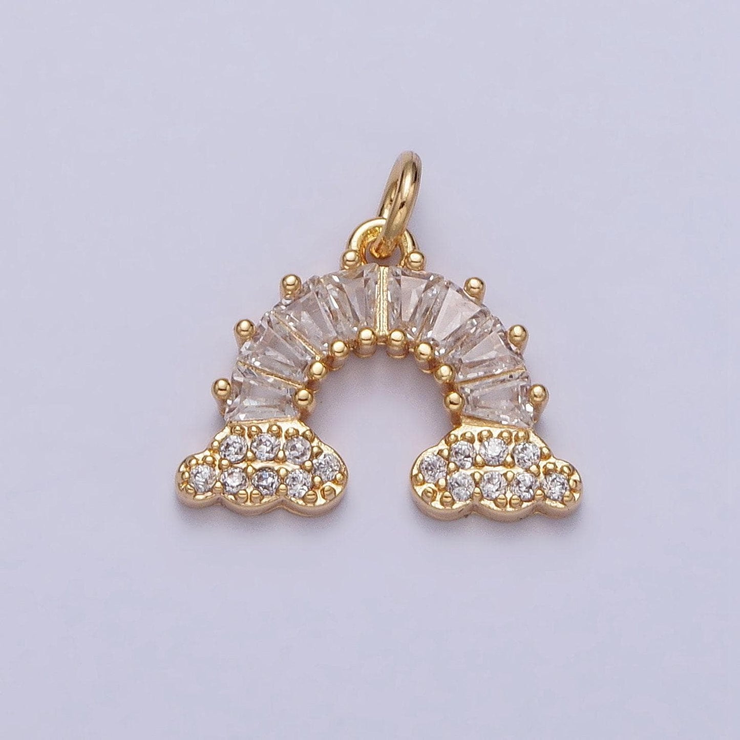 Gold filled rainbow cloud charm clear baguette rainbow charm for jewelry making supplies bracelet necklace earring supply celestial jewelry
