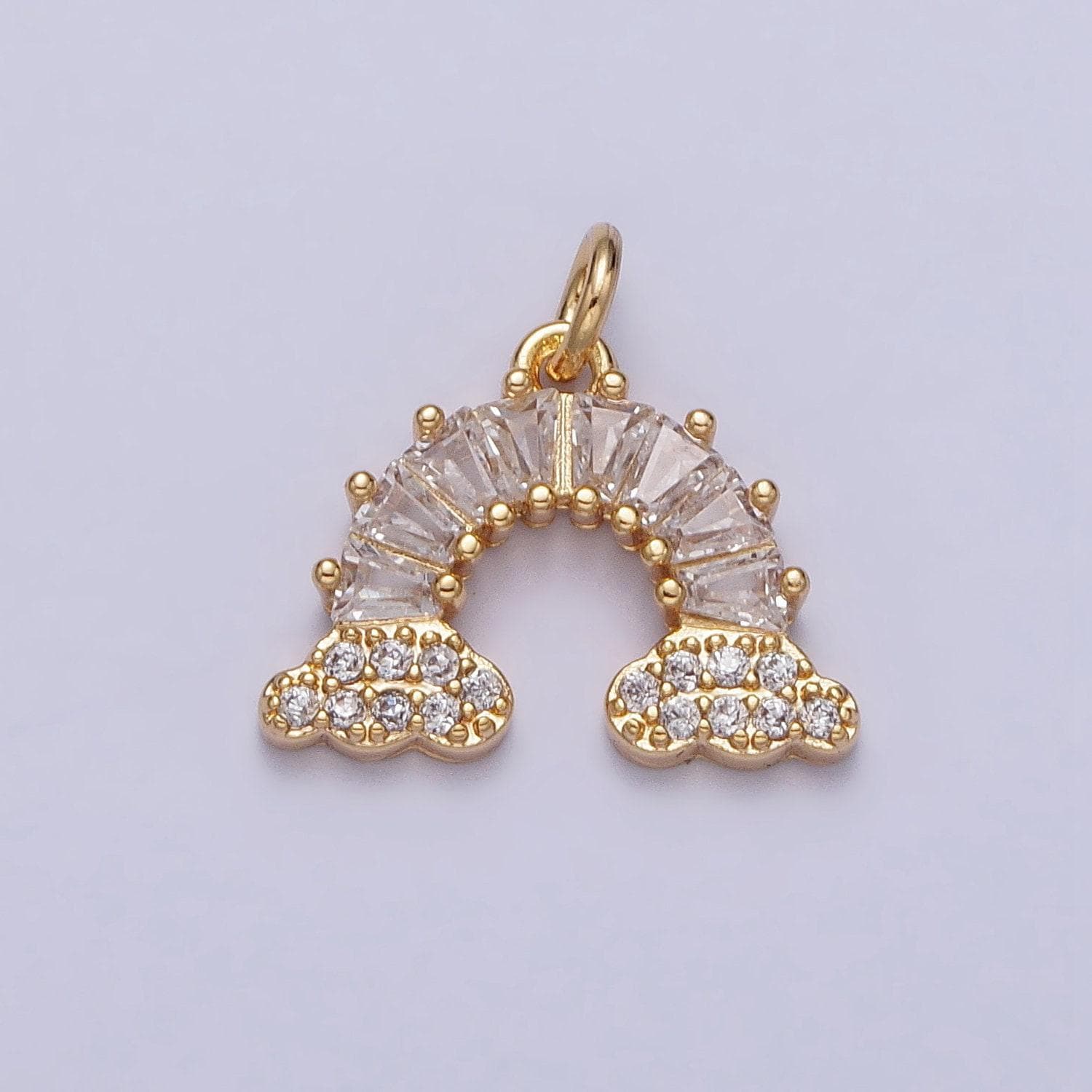 Gold filled rainbow cloud charm clear baguette rainbow charm for jewelry making supplies bracelet necklace earring supply celestial jewelry