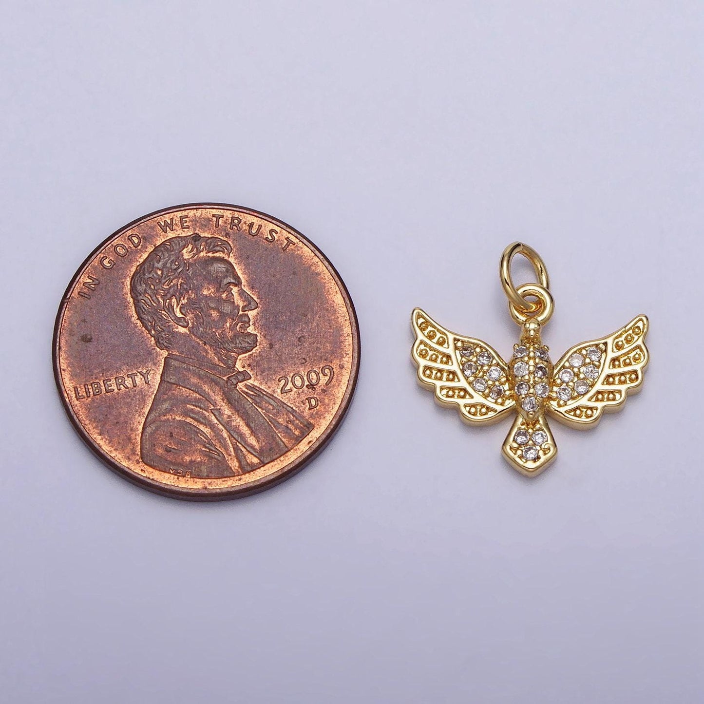Mini dove charm with cz bird pendant lead nickel free 24k gold plated brass cubic zirconia animal necklace bracelet jewelry making ac248