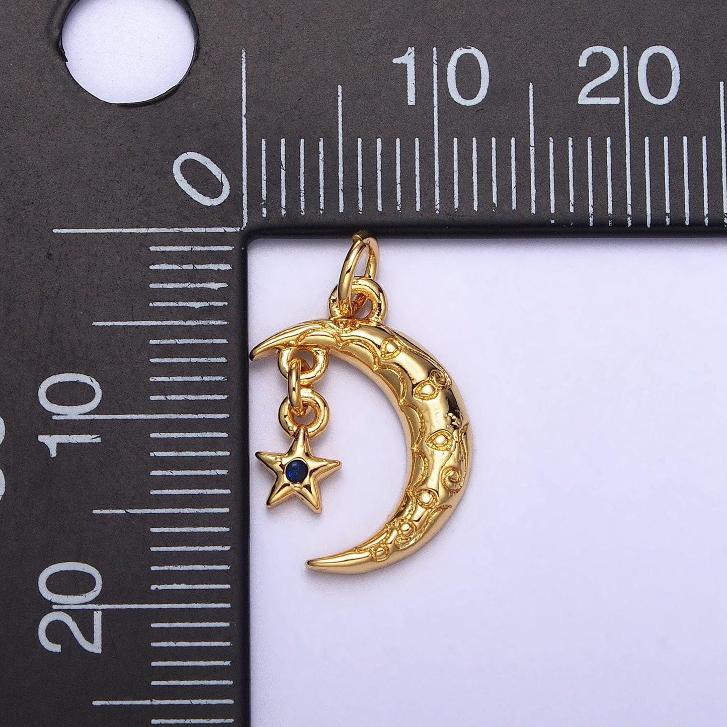 Mini gold crescent moon charm, cubic zirconia star pendant charm, celestial charm necklace earring bracelet diy jewelry ac-241
