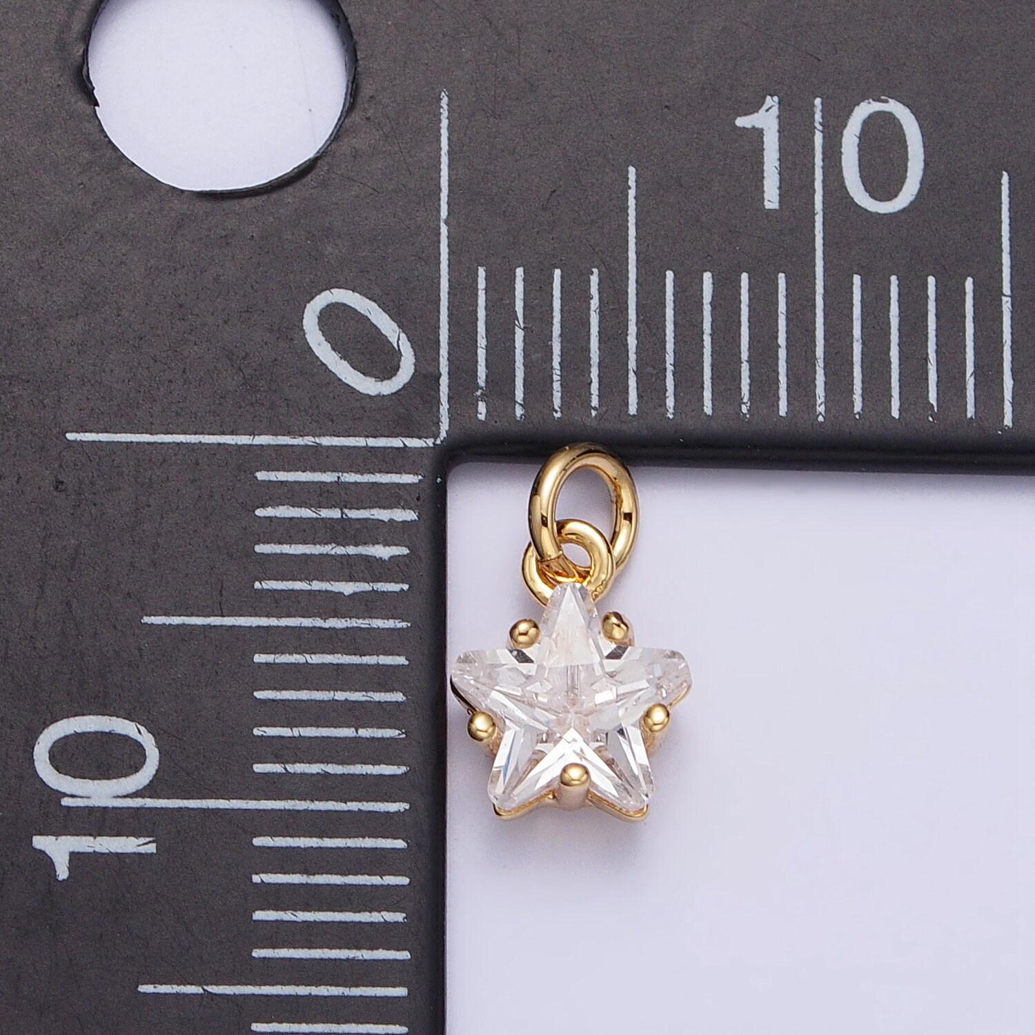 Mini gold star charm cubic star charm celestial pendant dangle charms for bracelet necklace earring supply component ac237
