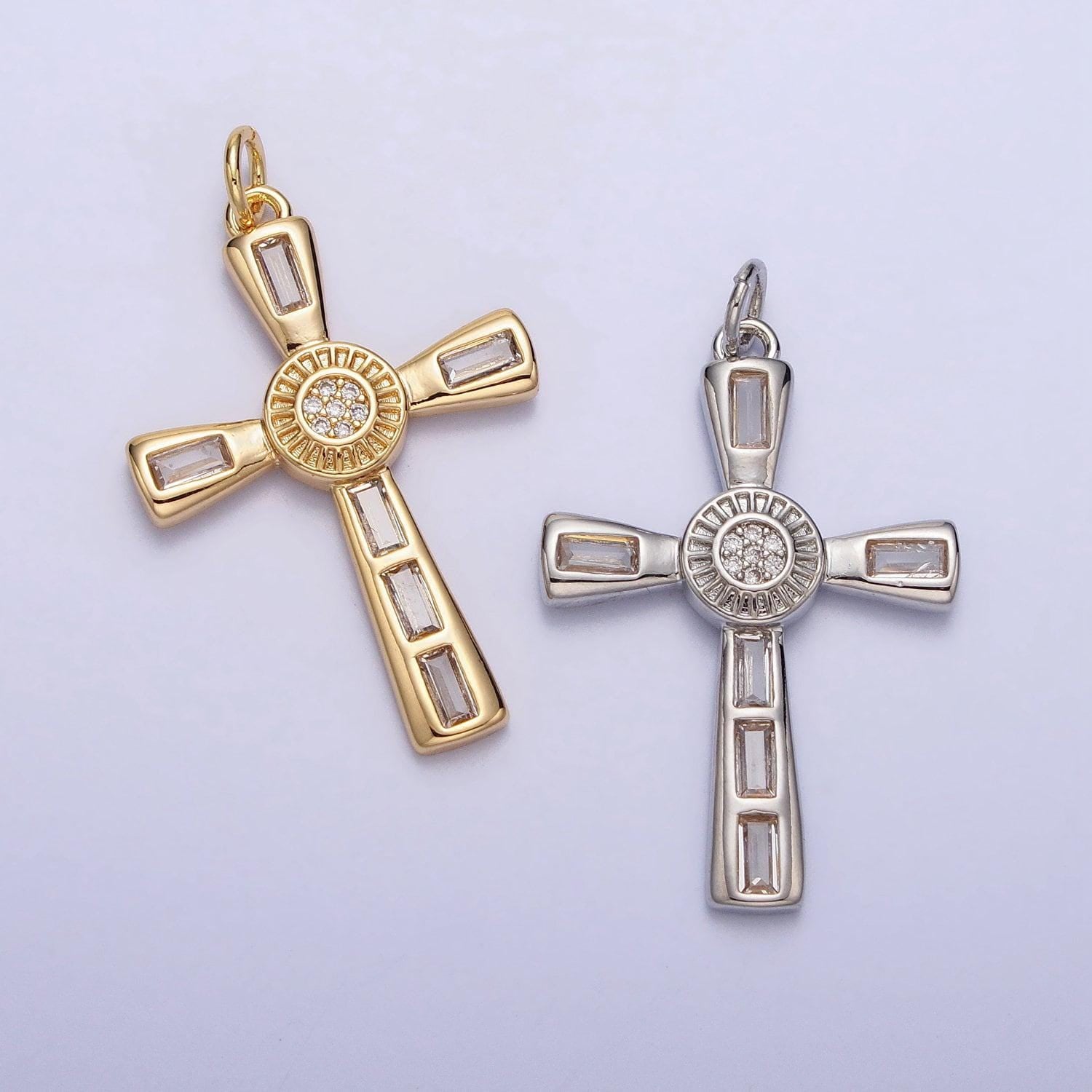 Dainty cross pendant , cz gold cross charm add on cubic zirconia for rosarry religious necklace bracelet component ac230