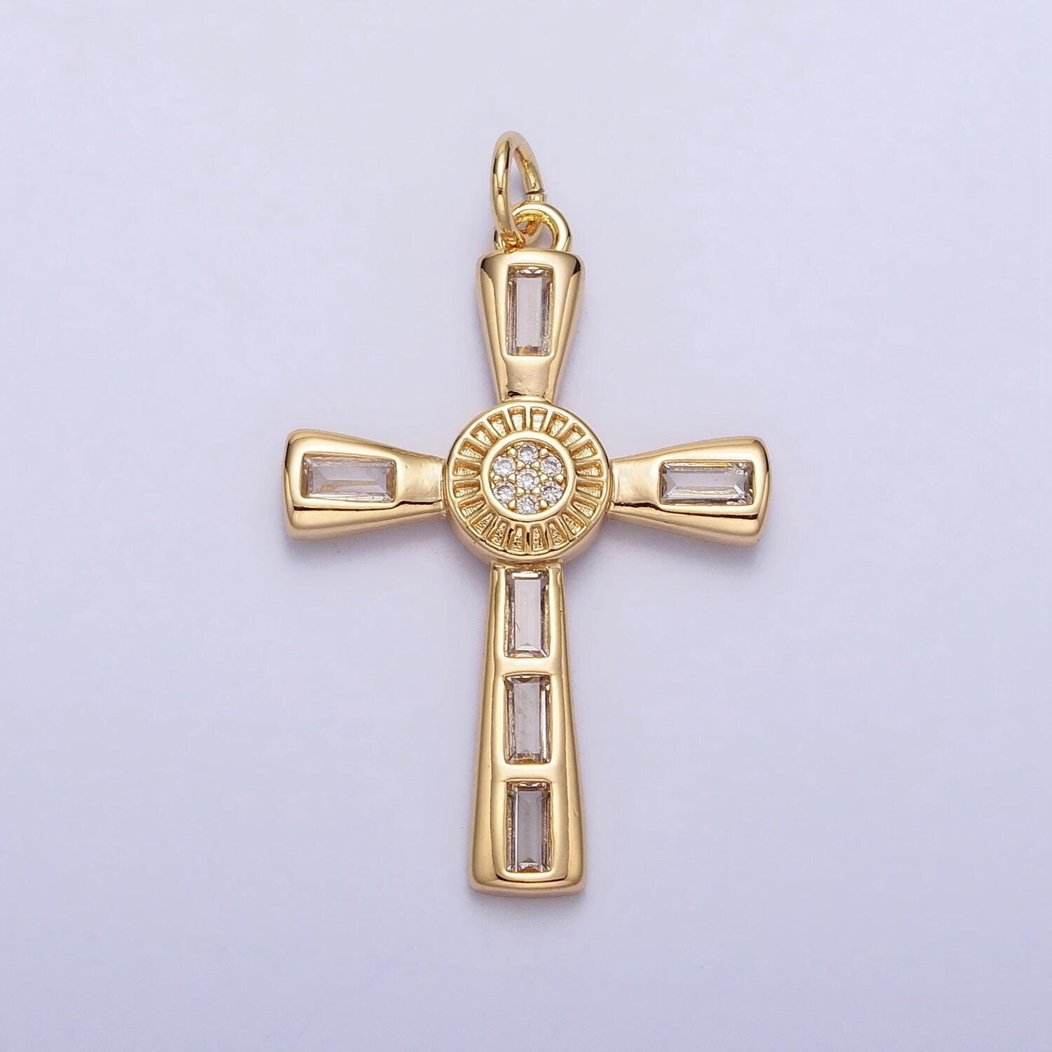 Dainty cross pendant , cz gold cross charm add on cubic zirconia for rosarry religious necklace bracelet component ac230
