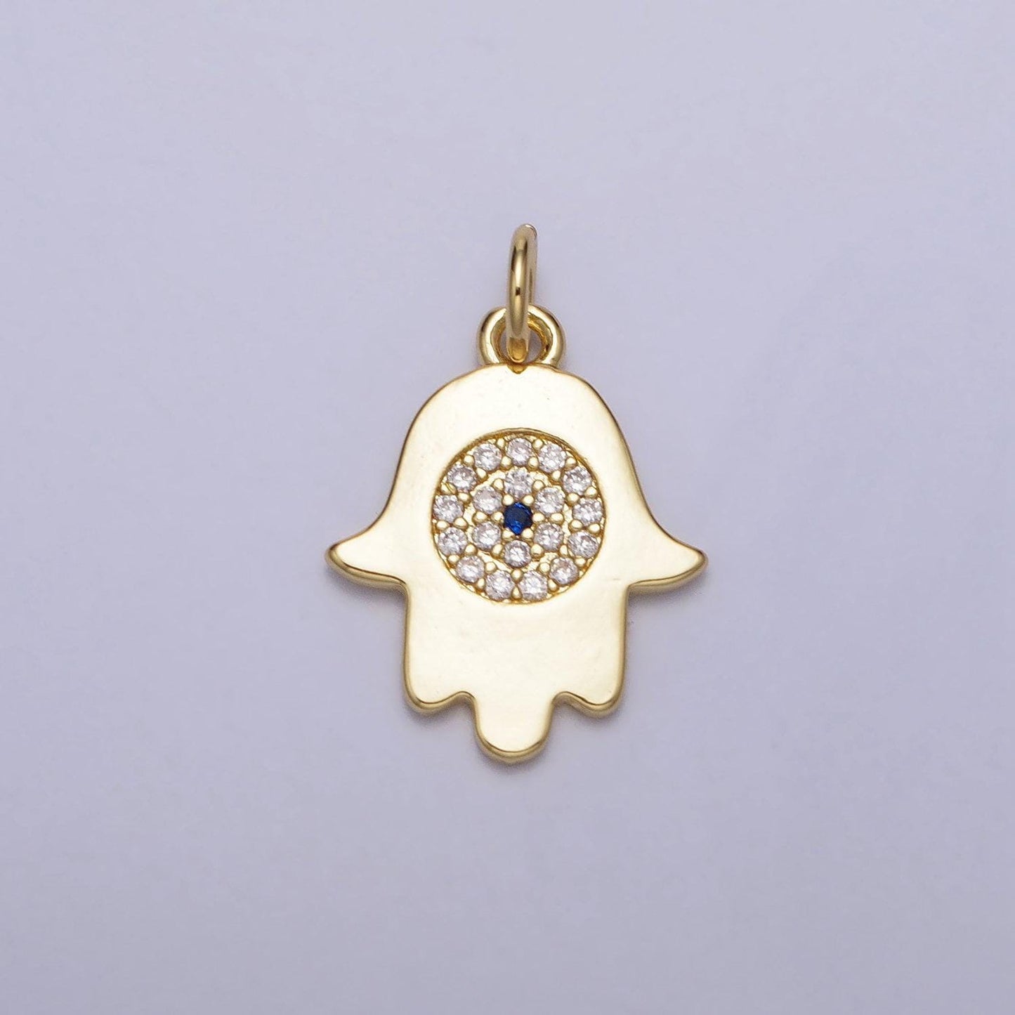 Mini hamsa hand charm with cz stone lead nickel free 24k gold plated brass cubic zirconia necklace bracelet jewelry making ac217